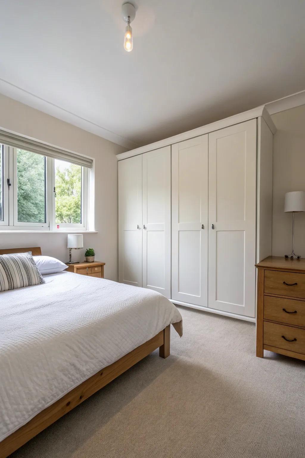 Sharp forms and minimalism define this modern bedroom.