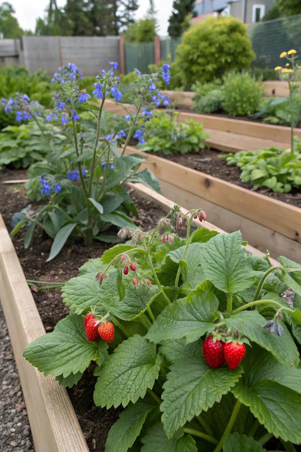Red berries and starflowers, a surprisingly beneficial garden match.