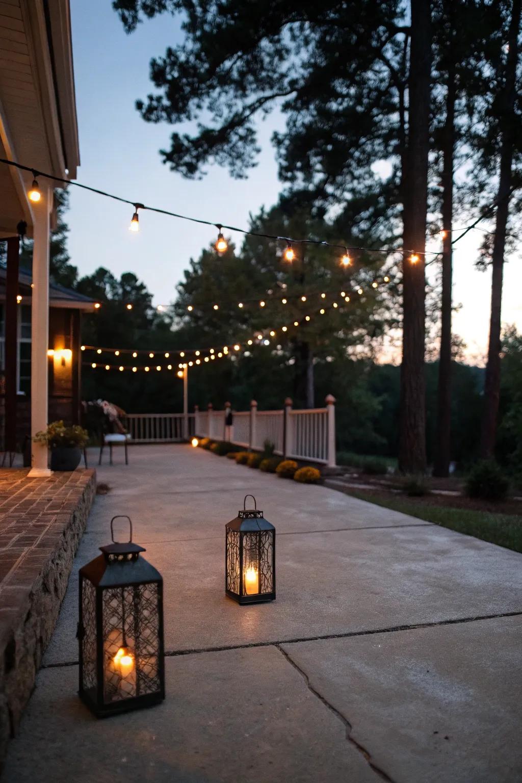 Subtle illumination sets the mood for evening get-togethers.