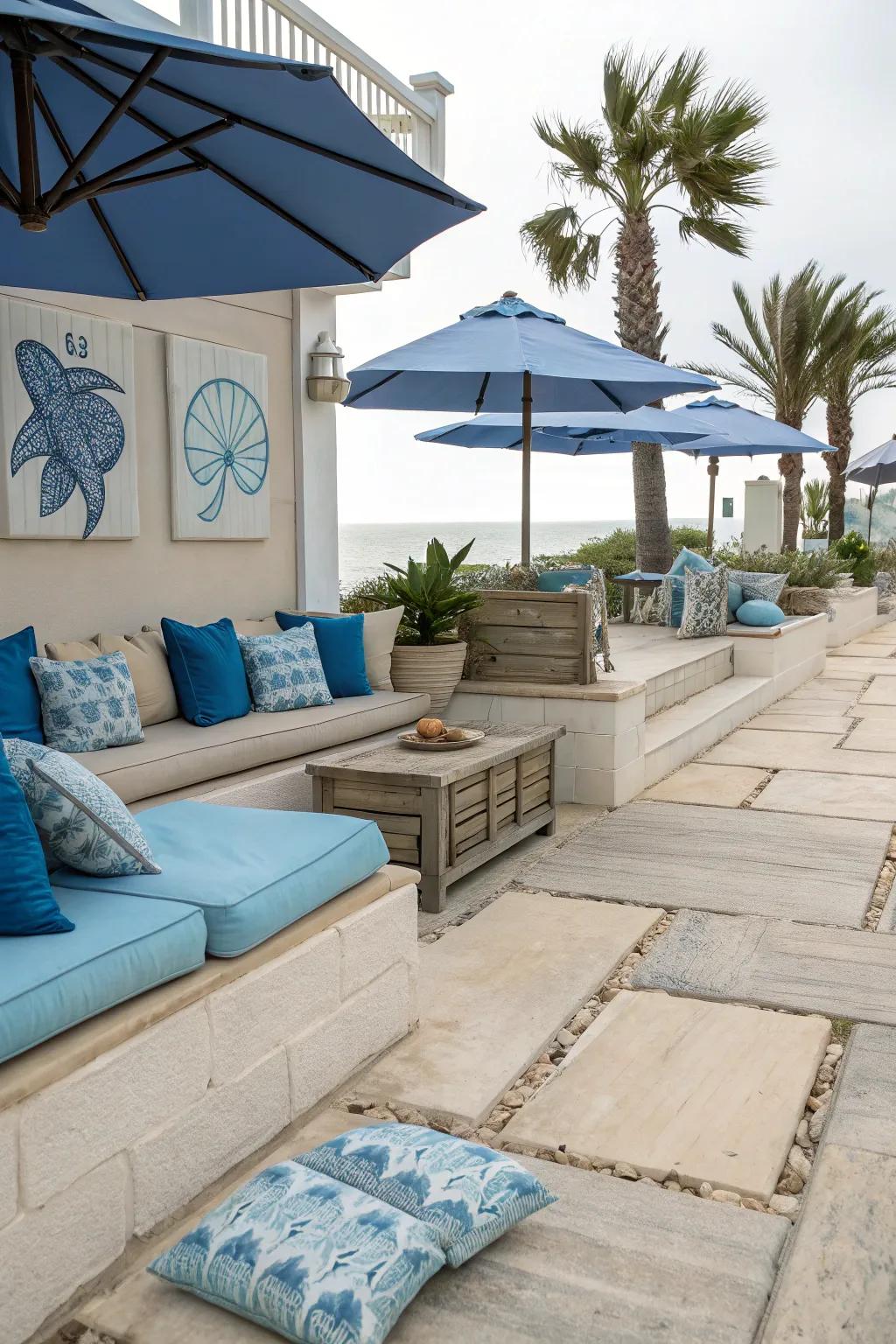 Adopt coastal sensations using light-toned blocks.