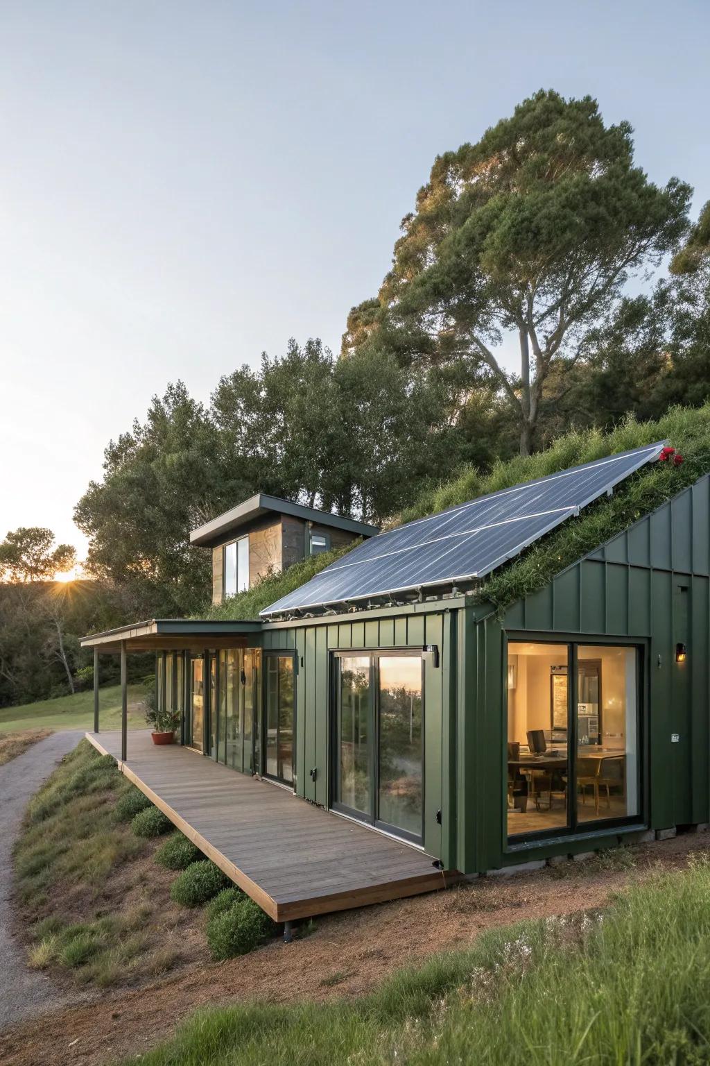 A sustainable container home featuring eco-conscious design elements.