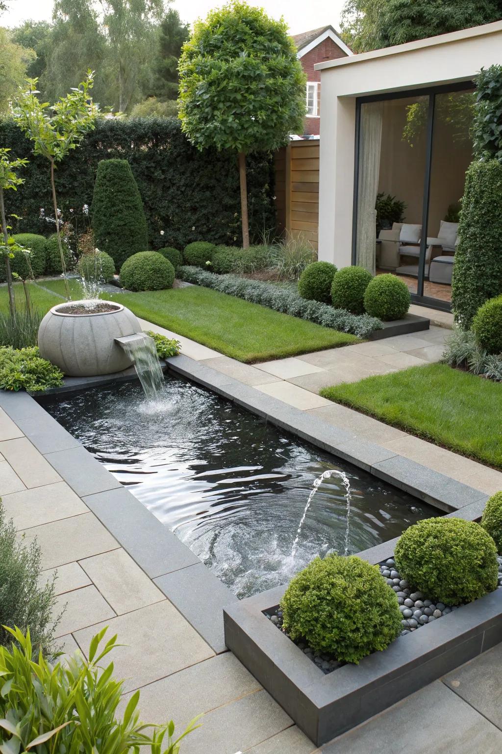 Water elements add tranquility and beauty.
