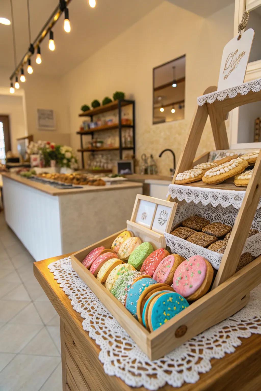 Market-style displays give cookies a boutique appeal.