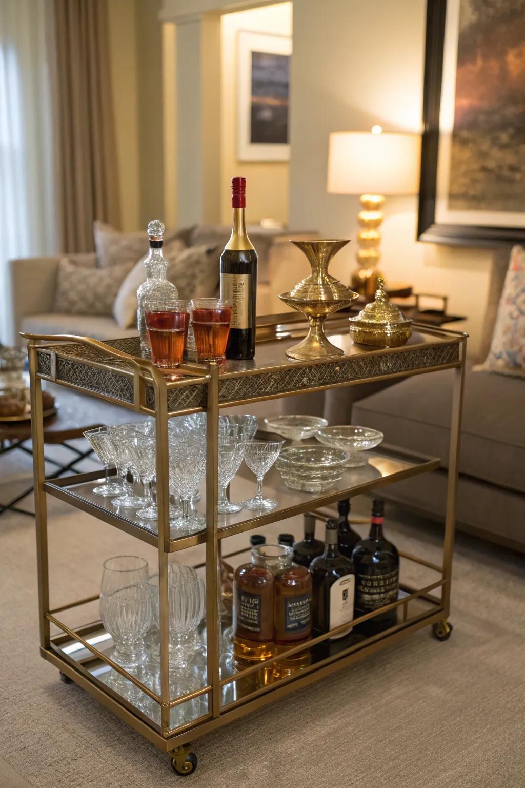 Bestow sophistication upon your corner with a chic bar cart.