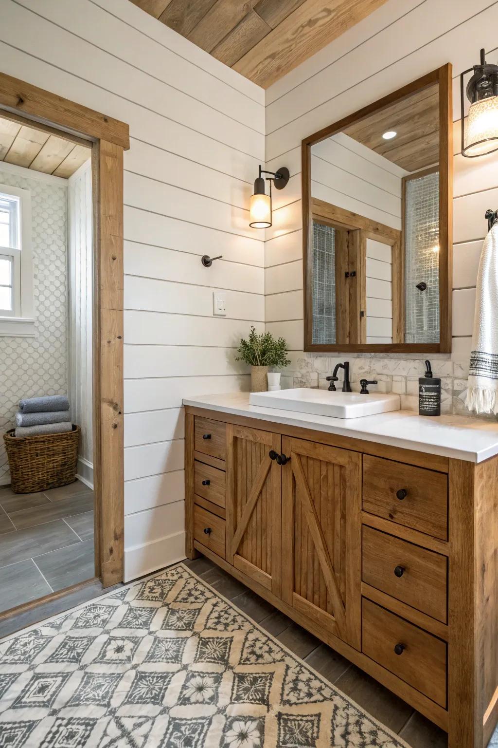 A harmonious blend of finishes in a cottage bathroom