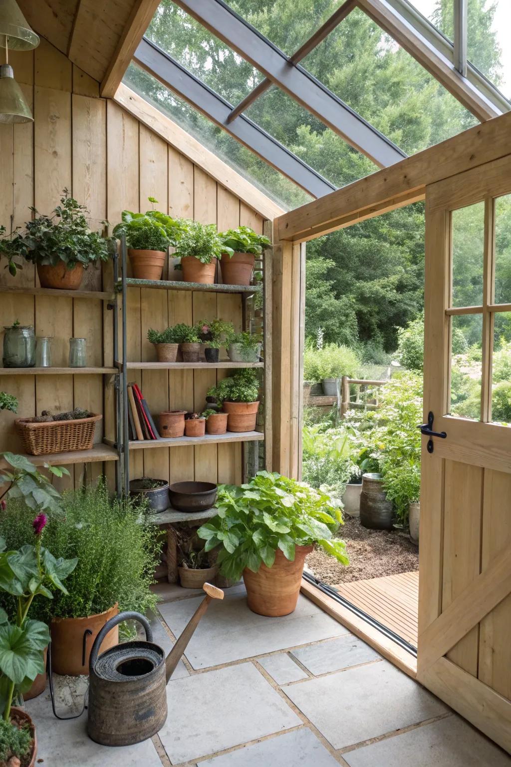 A thriving mini greenhouse for plant lovers.