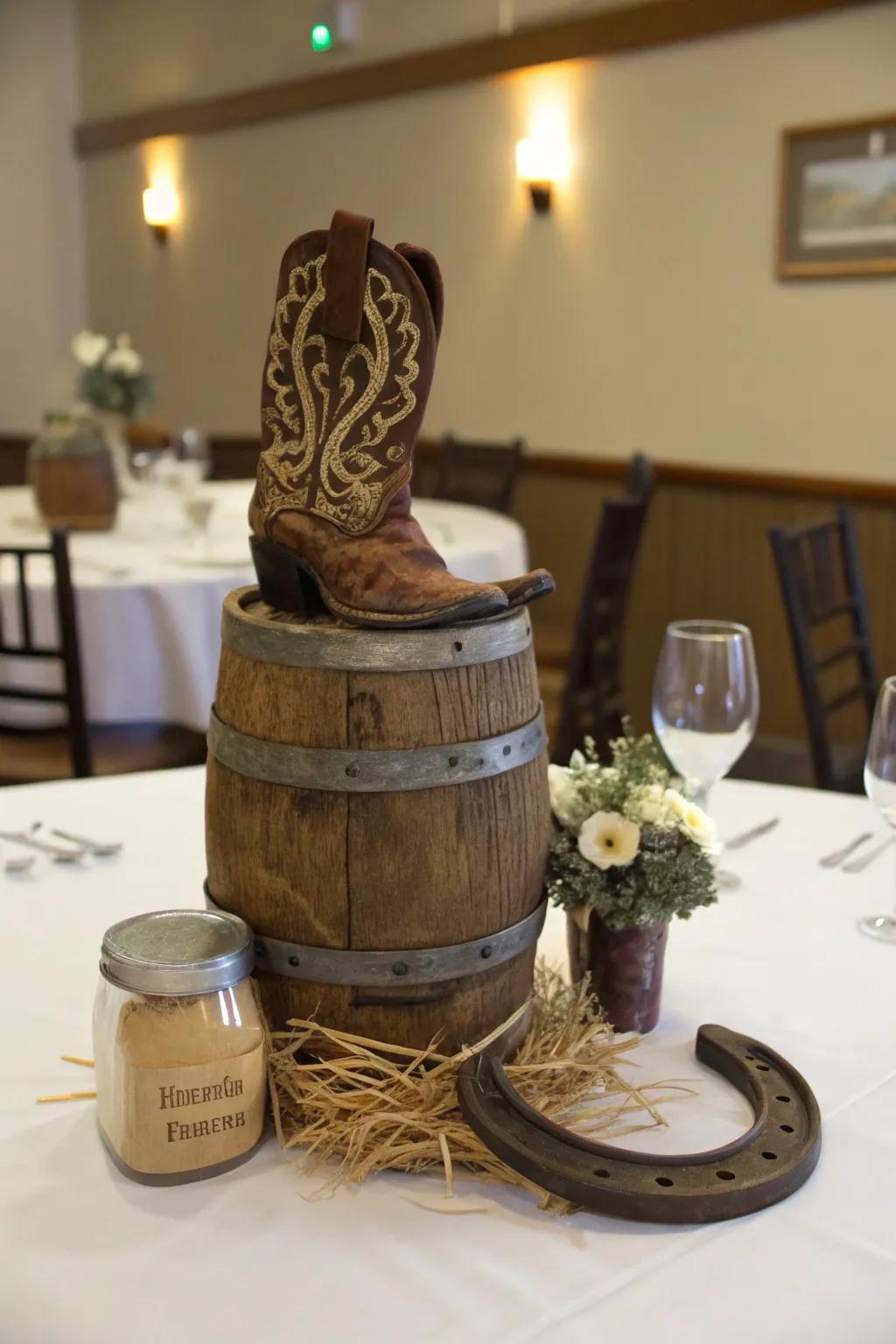 Incorporate flair to your tables with charming western focal pieces.