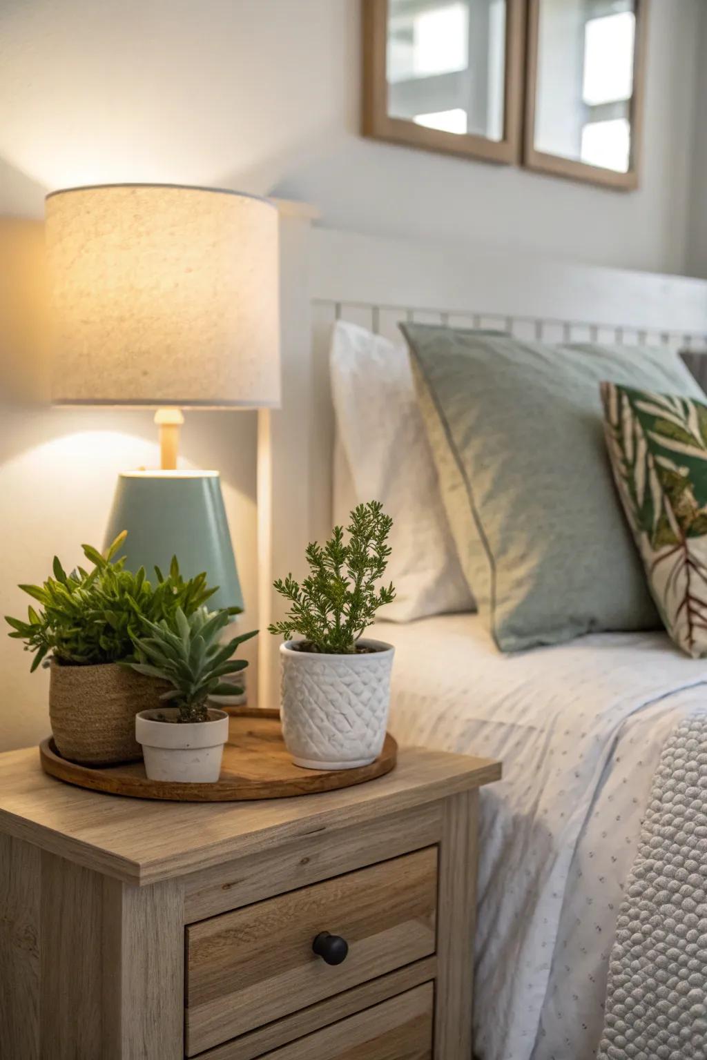Bedside plants provide a refreshing atmosphere and a calming presence.