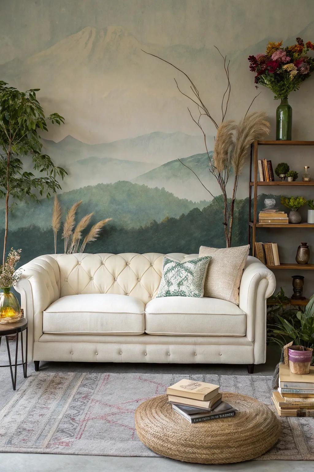 Art and accessories personalize the area, creating a unique vibe.
