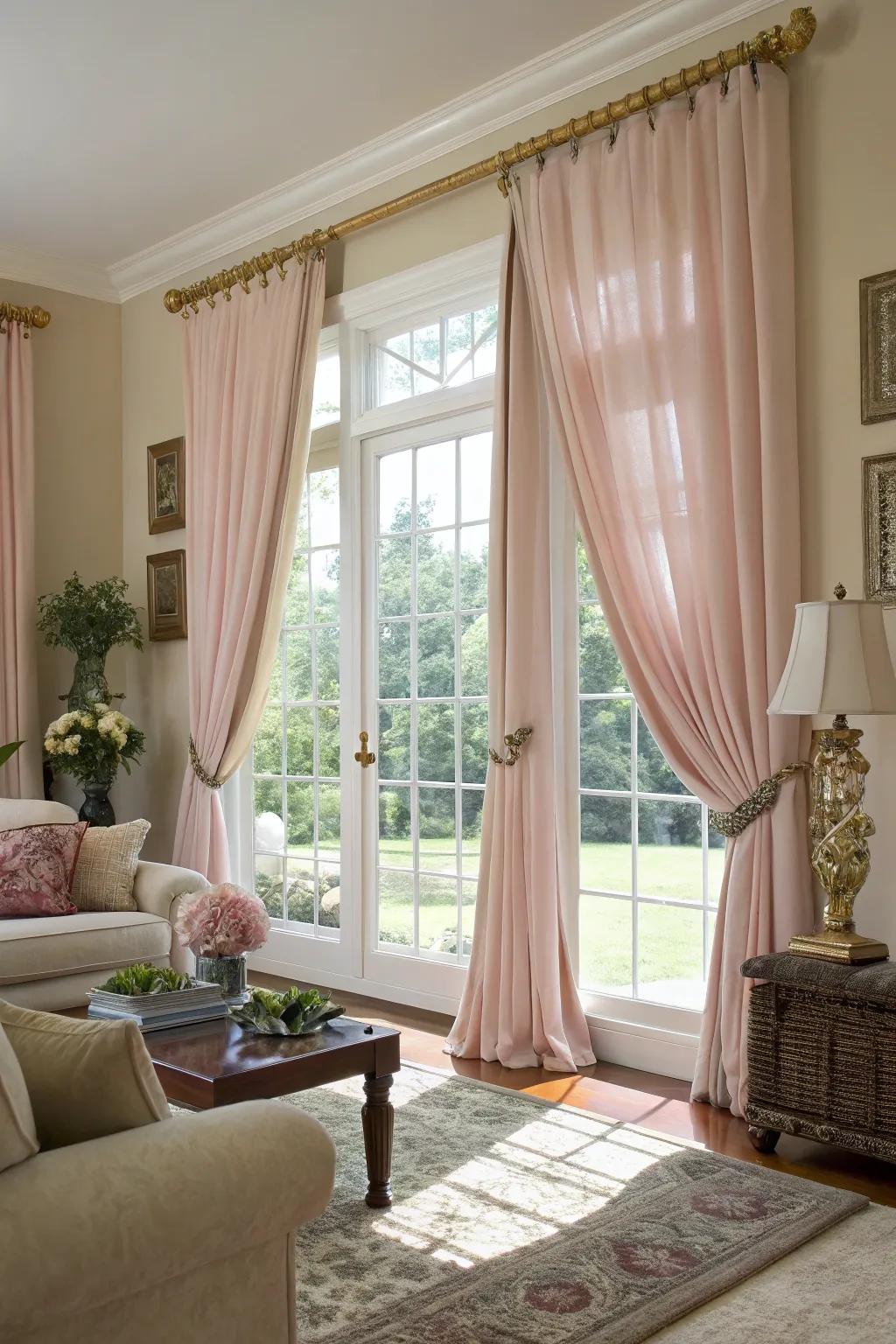 Imaginative fasteners give curtains character.