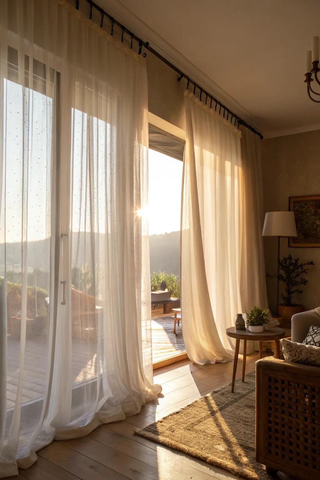 Sheer drapes offer light, airy beauty with a hint of privacy.
