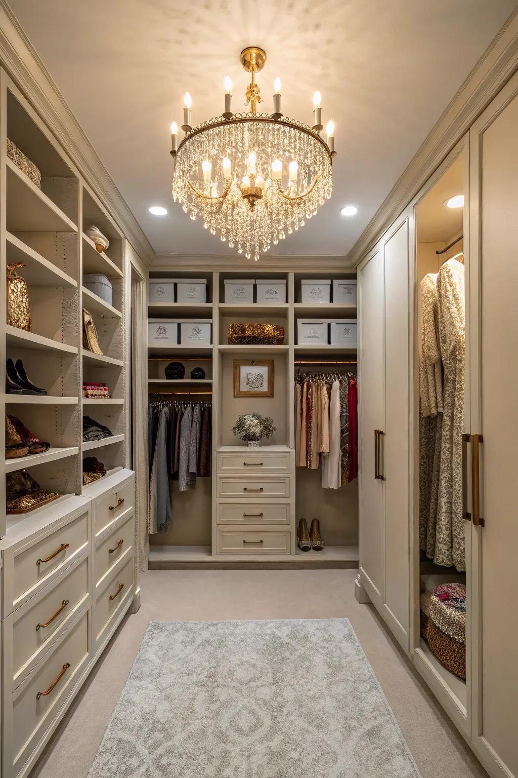 Incorporate unique decor accents to add character to your closet.