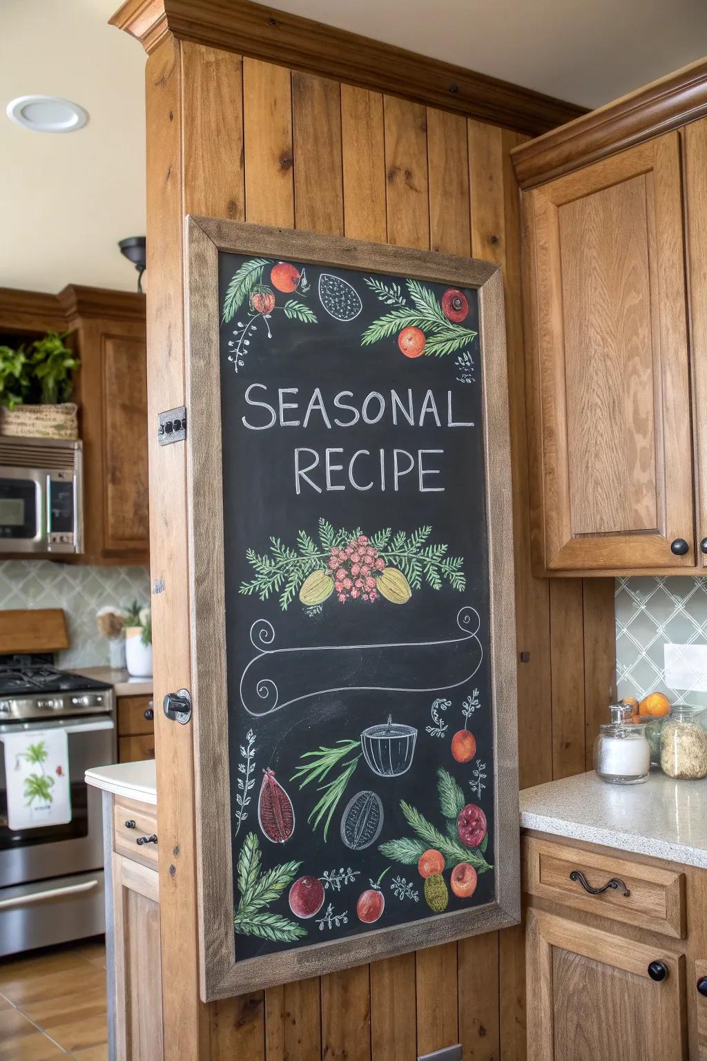 A charming seasonal dish showcase displayed in the kitchen.