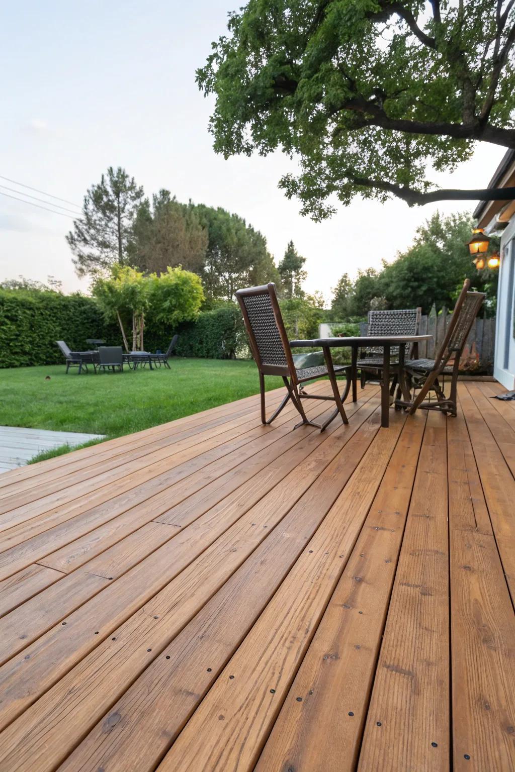 Unadulterated timber grain decks flaunt the intrinsic splendor of the timber.
