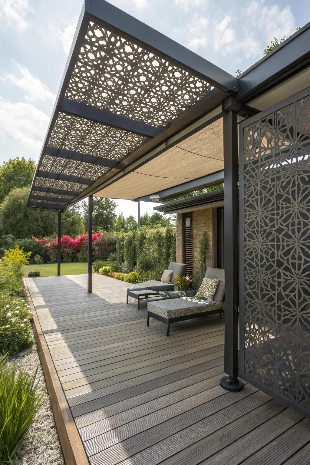 Contemporary shade screens add style and function to your deck.