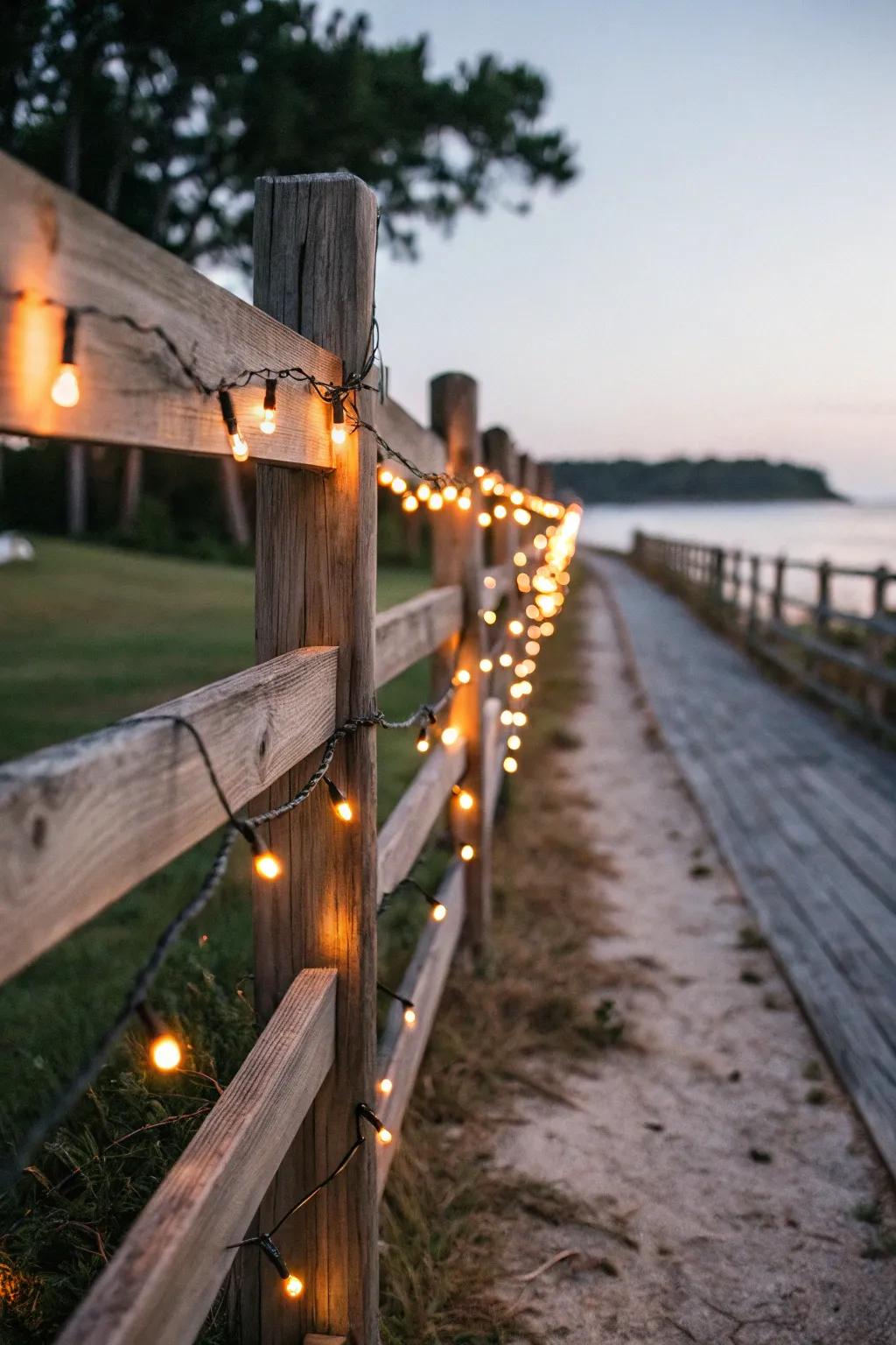 Lighting elements can transform your fence into an enchanting backdrop.