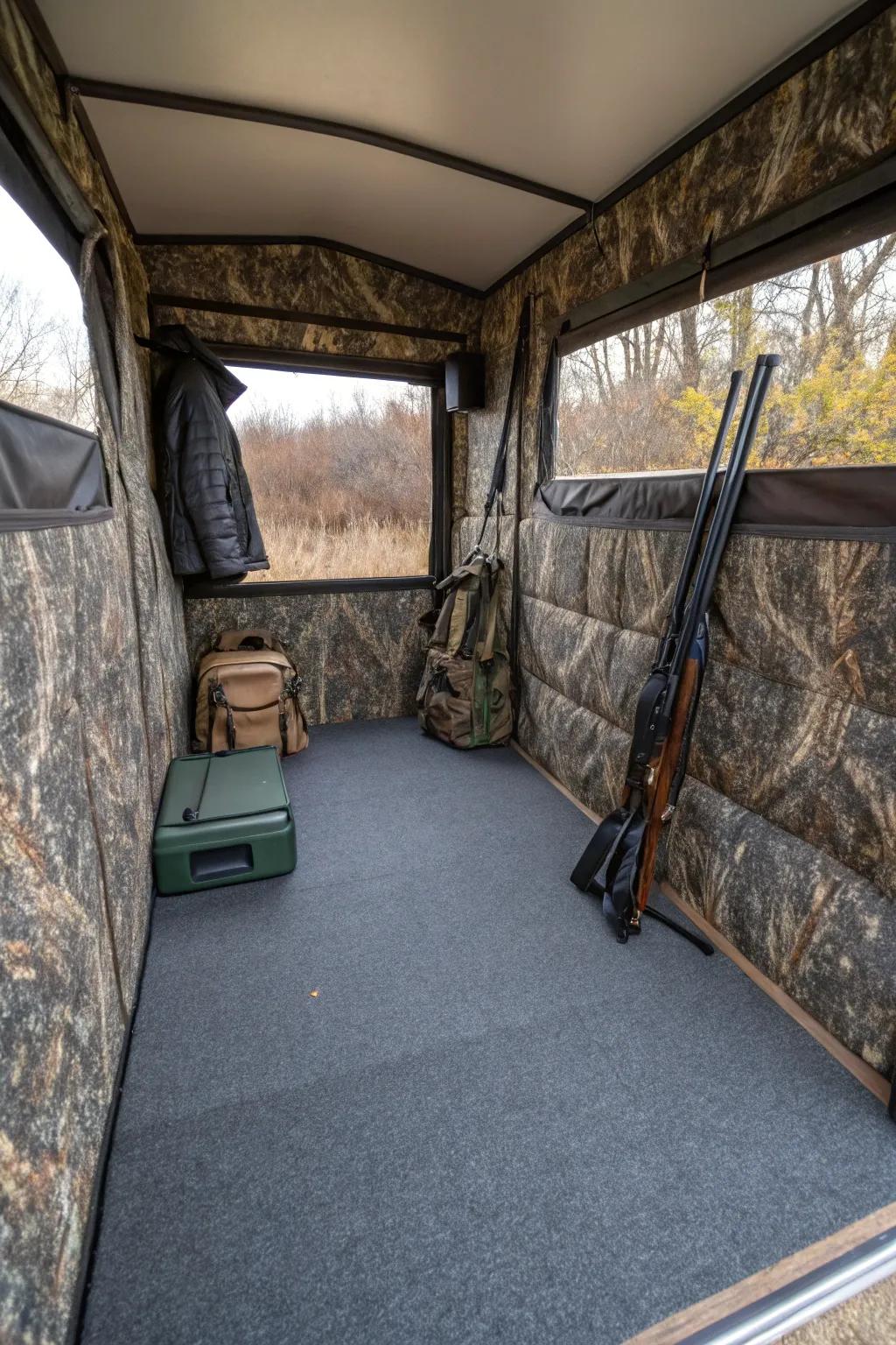 Carpeted flooring lowers noise and provides another layer of comfort.