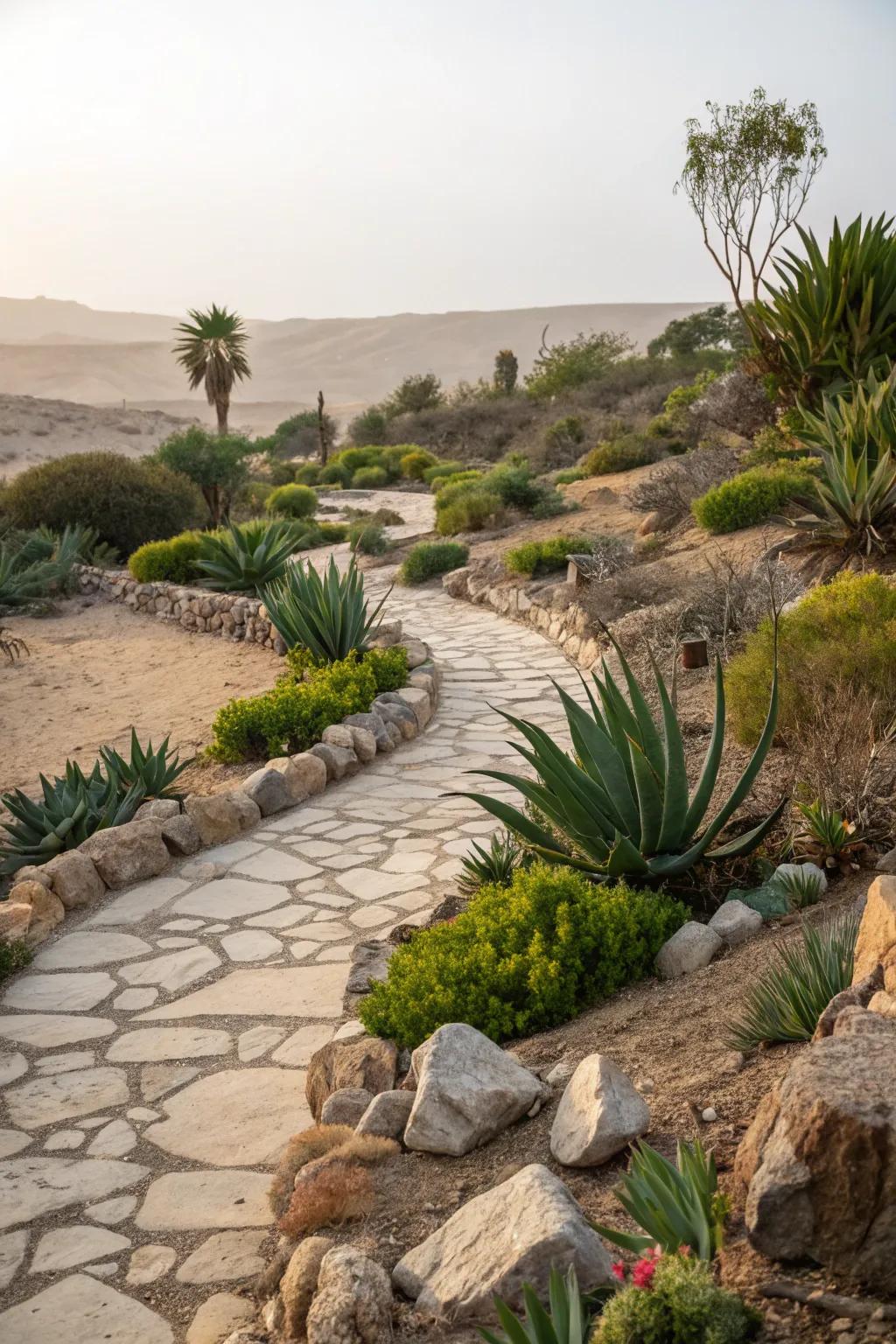 Stone paths provide a natural shape and flow to your garden.