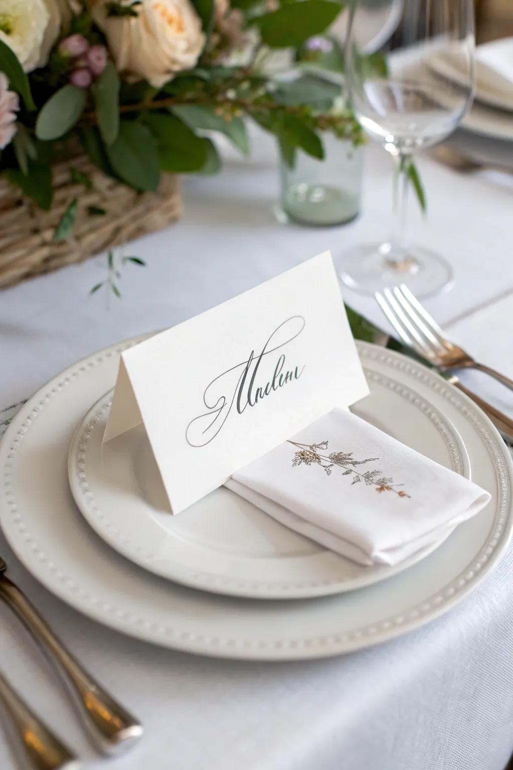 Individualized seating assignments give guests a distinctive touch.