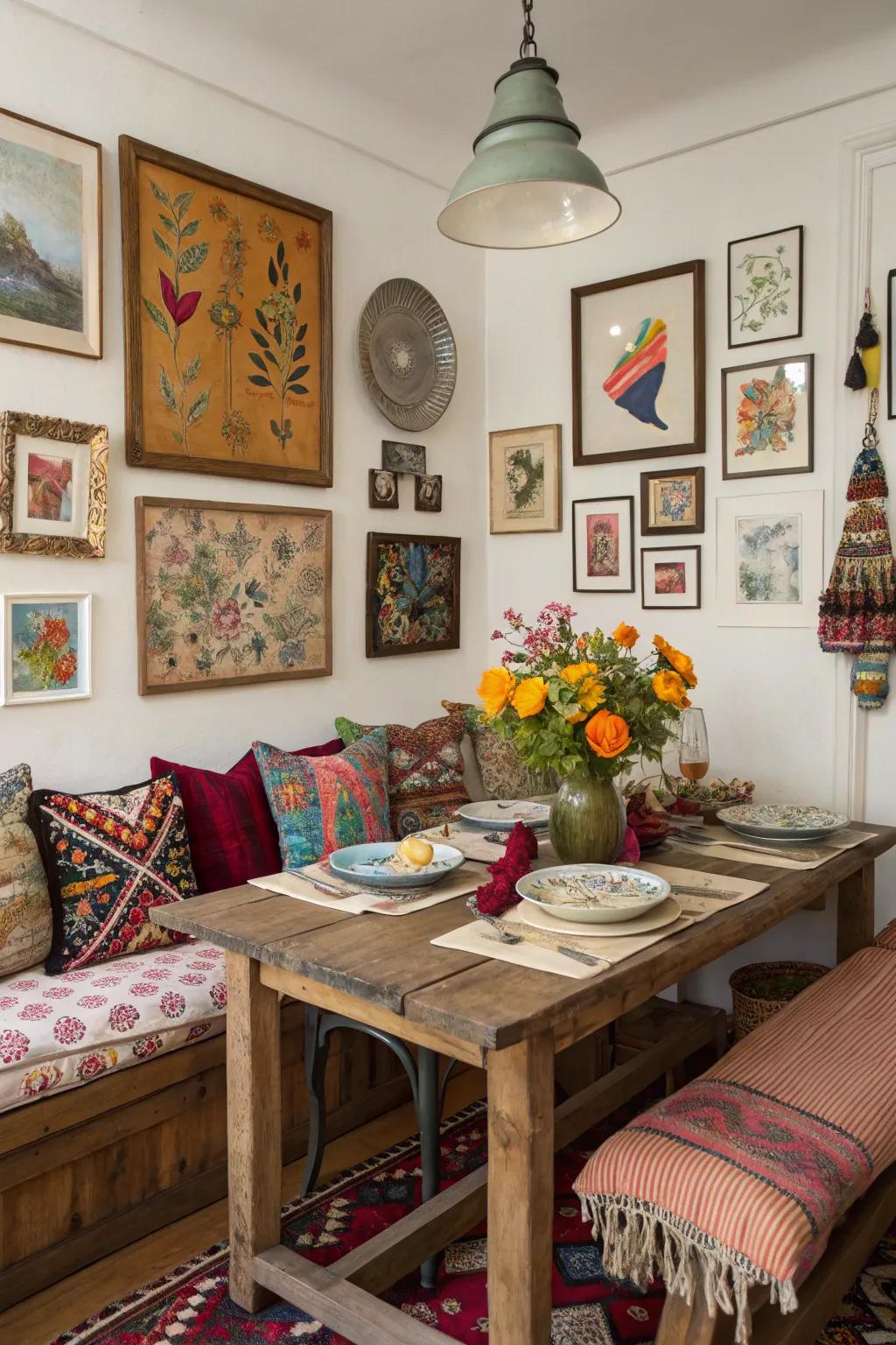 Varied accessories that inject character and personal touch into the dining room.
