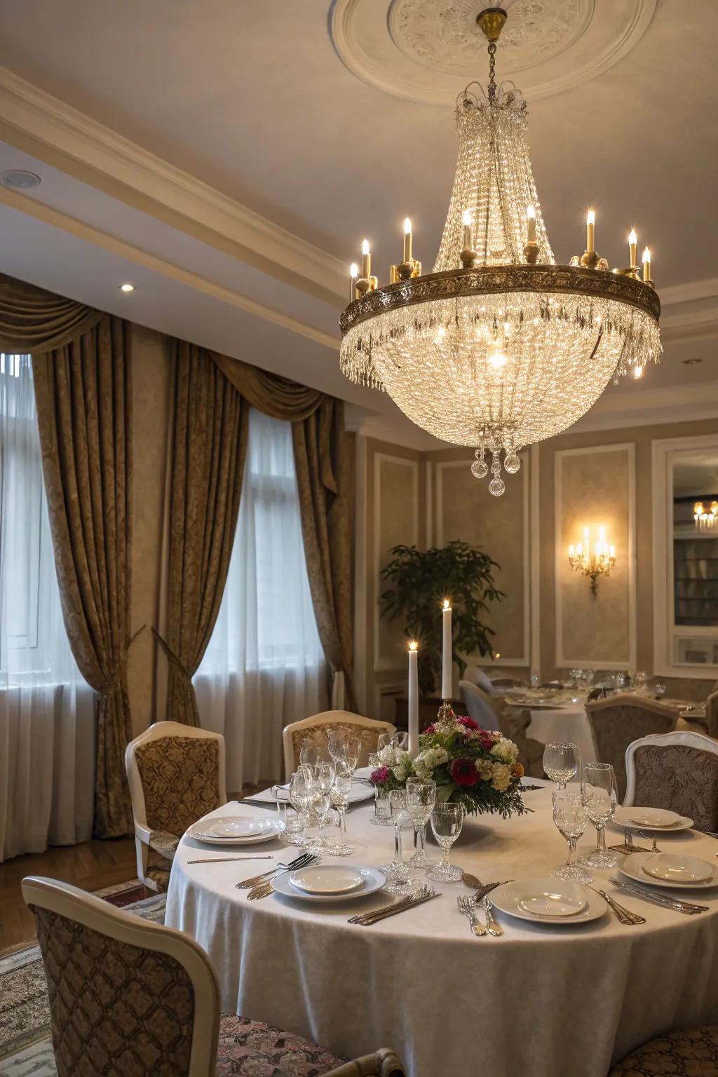 Use a striking chandelier to illuminate your space.