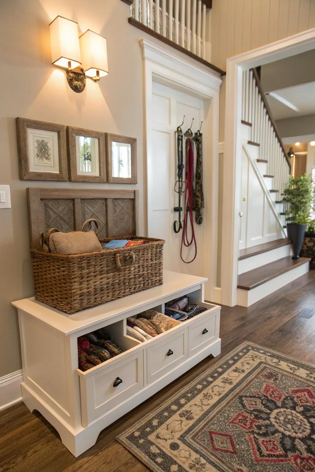 Next to the door, you can quickly grab-and-go stowage.