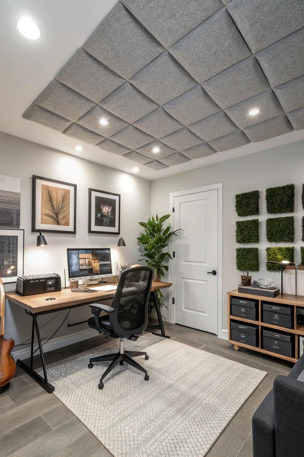 Fashionable and practical sound-absorbing boards, ideal for a peaceful workspace.