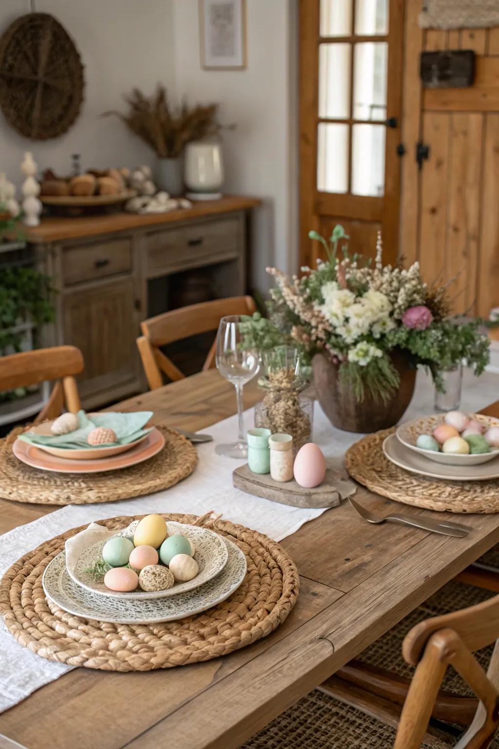 Timber features infuse a rustic charm into the table.