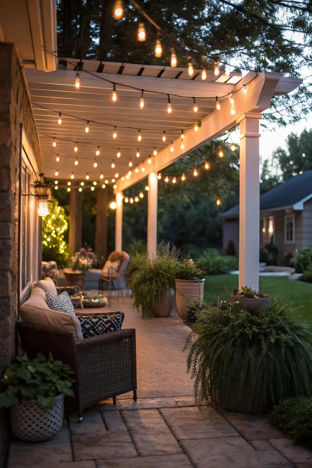 Cultivate a captivating atmosphere with mood illumination on your patio.