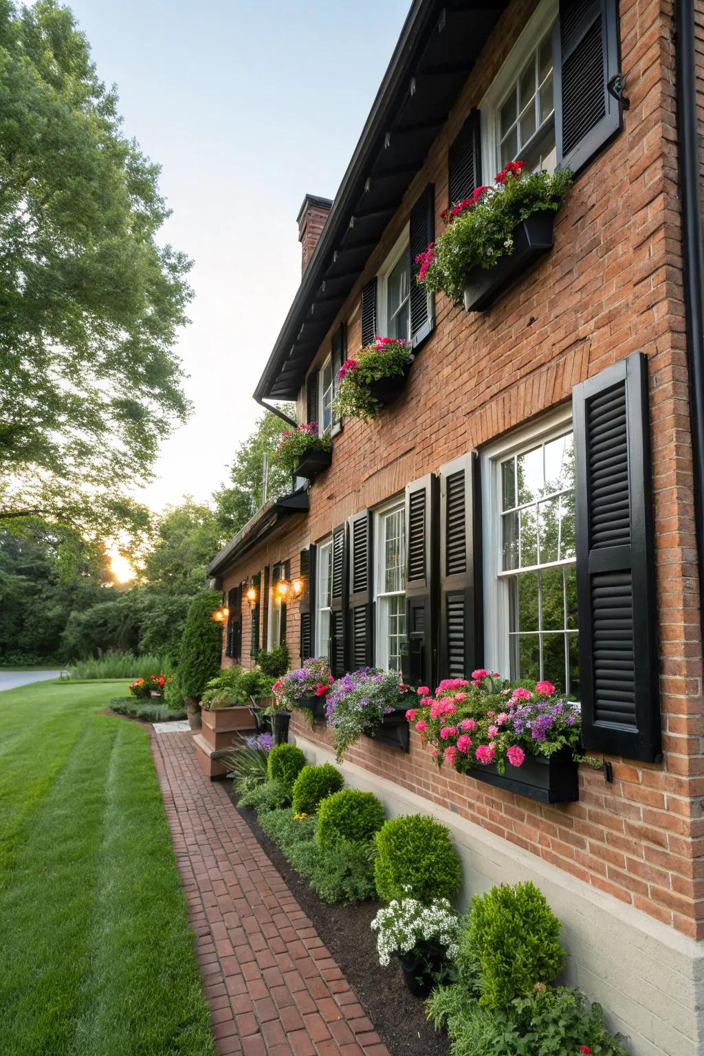 Shutters add sophistication and charm to brick houses.