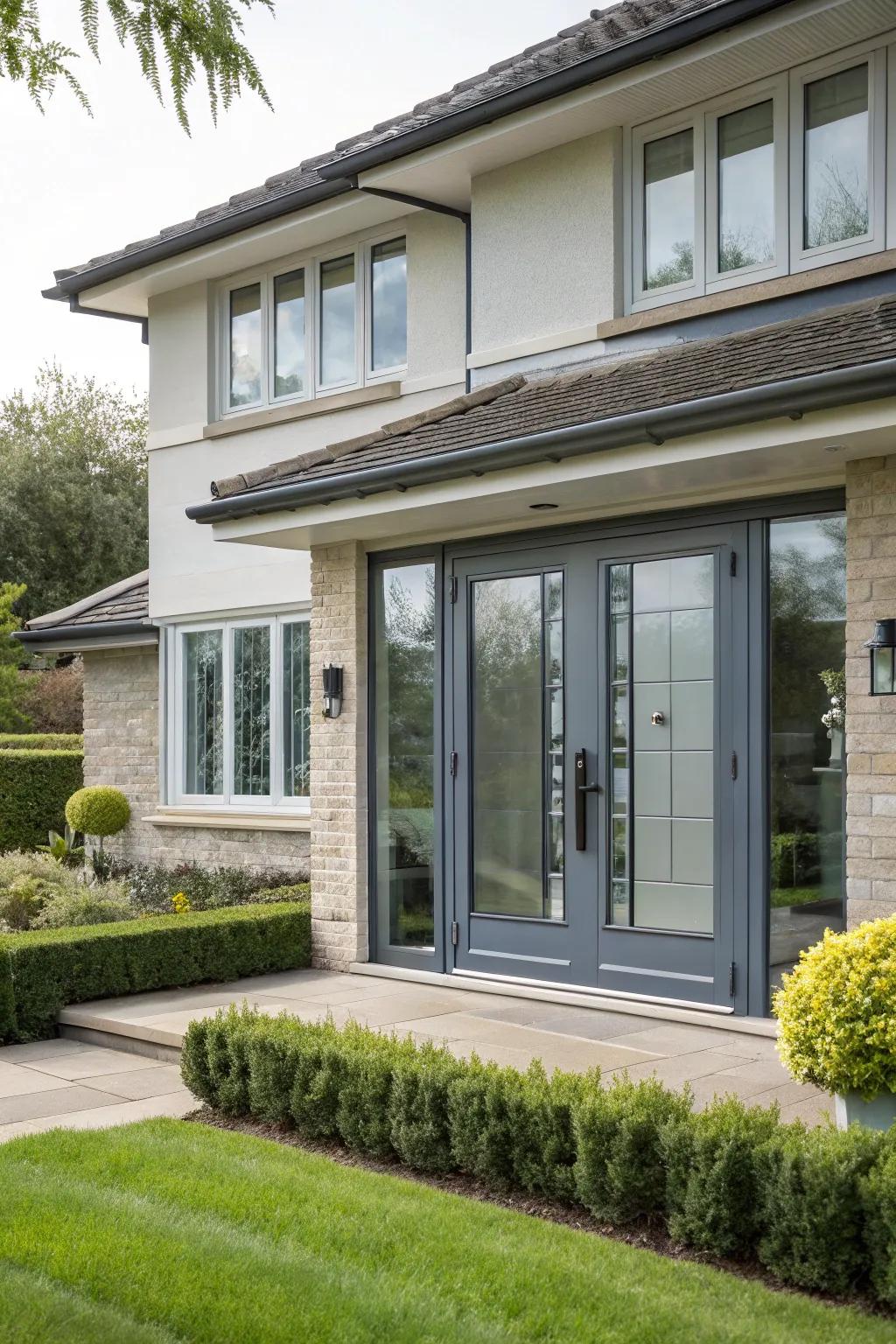 Contemporary fenestration and portals breathe renewed vitality into this residence.