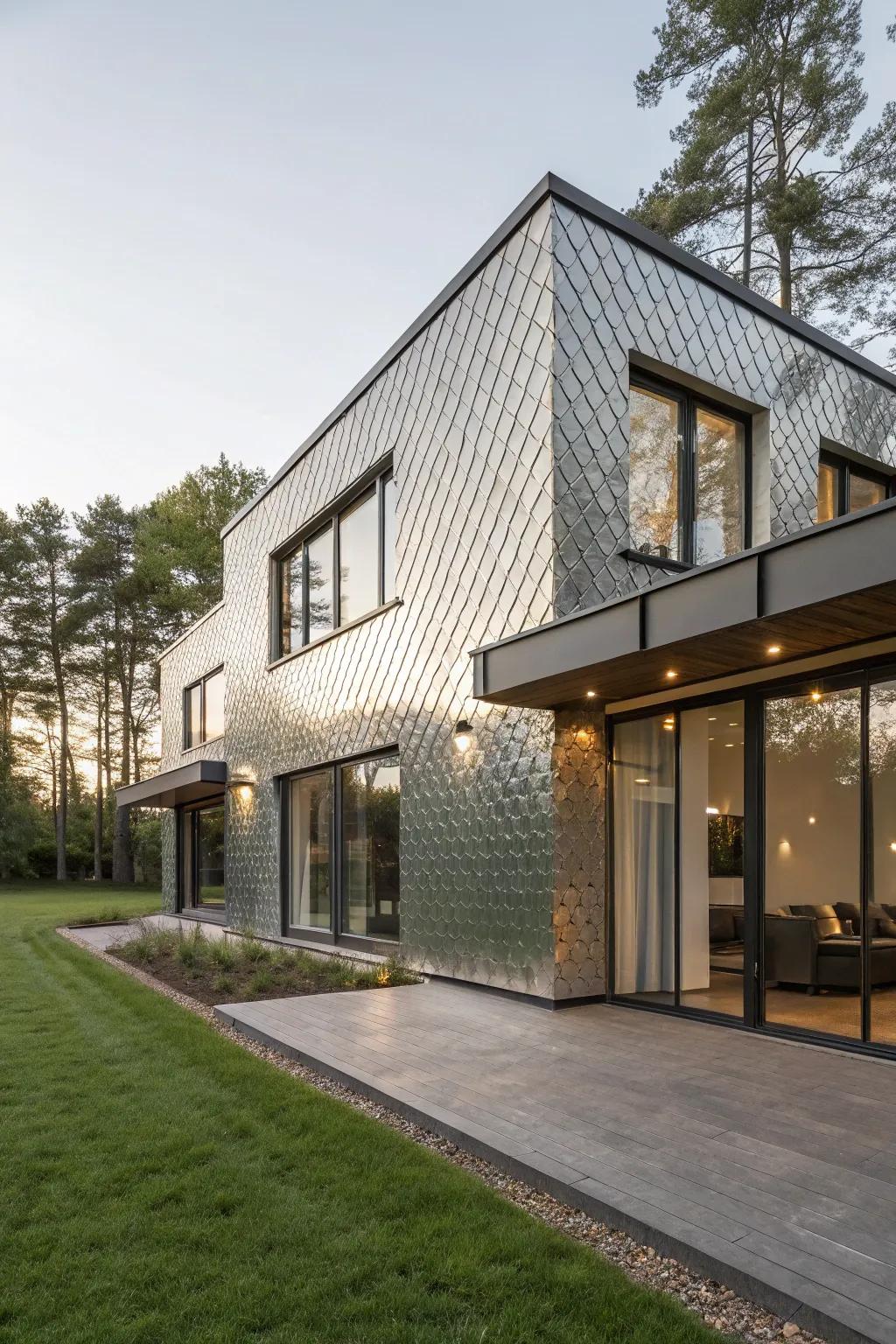 Metallic finish cladding offers a futuristic touch.