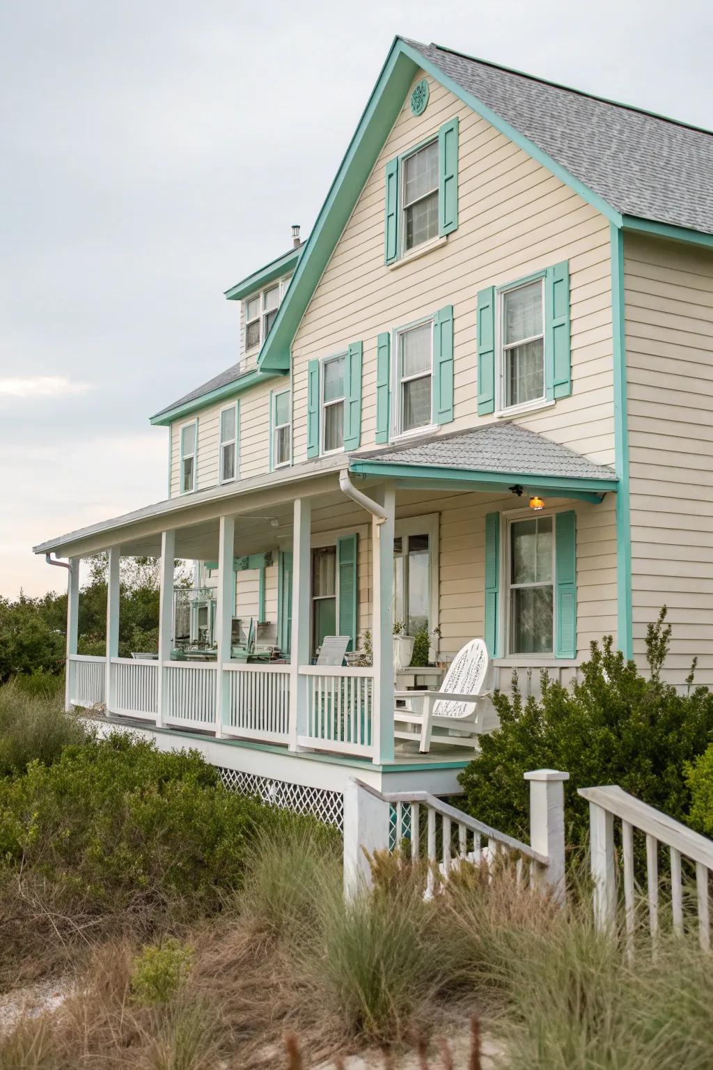 Soft-toned frames bring a calming coastal sensation to your exterior.