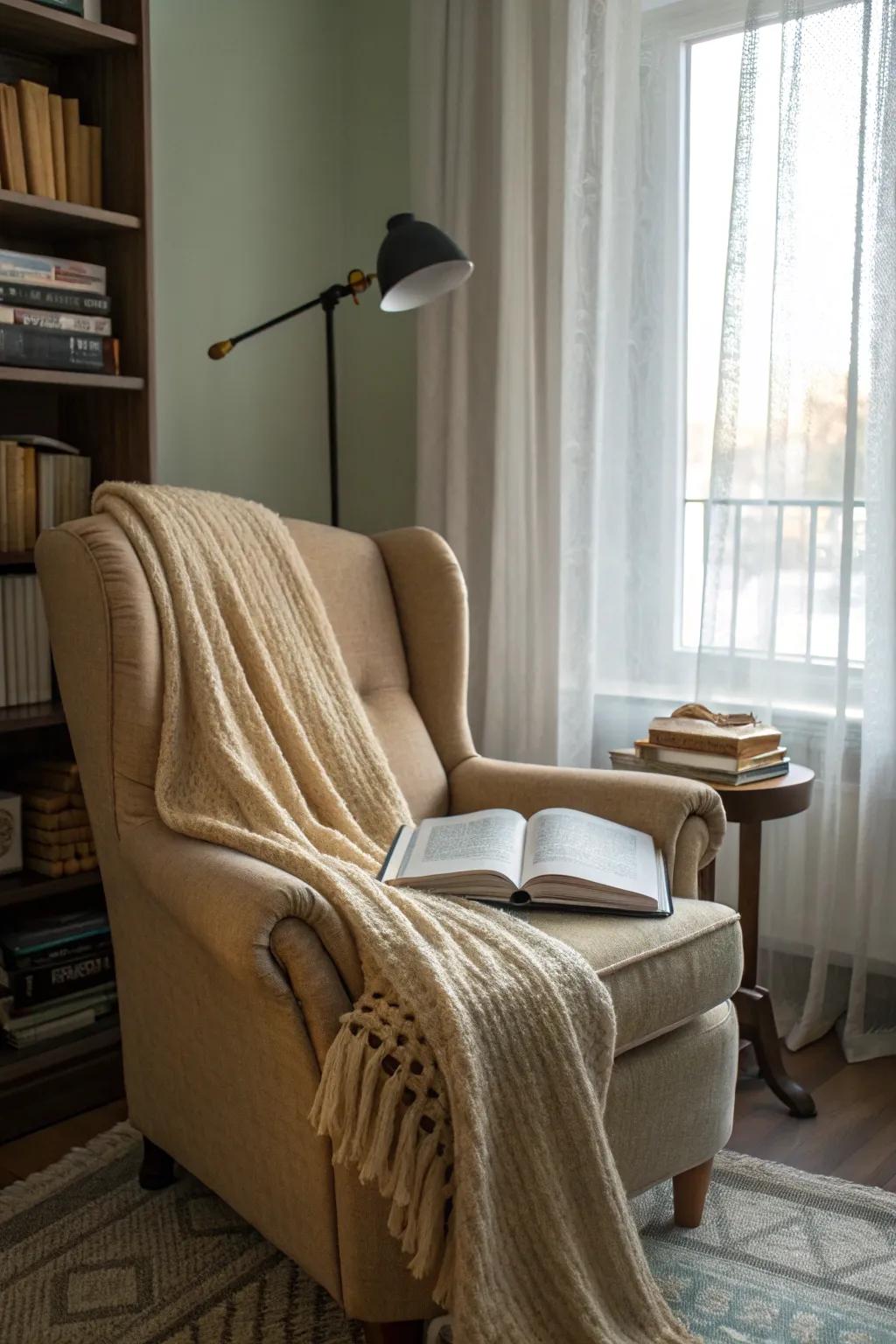 A snug reading corner is impeccable for savoring autumn evenings.