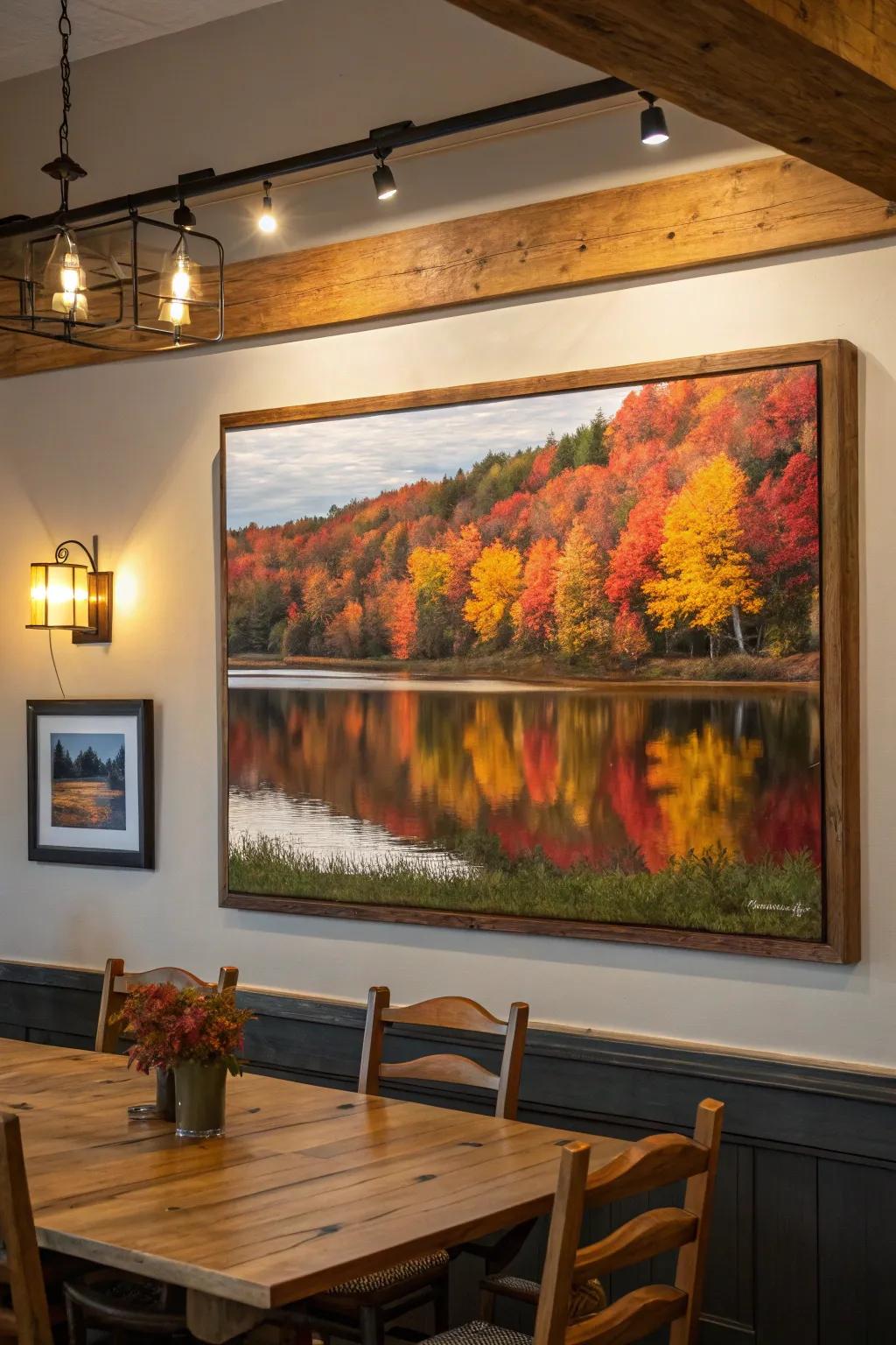 Lakes reflecting fall colors bring about a sense of calmness.