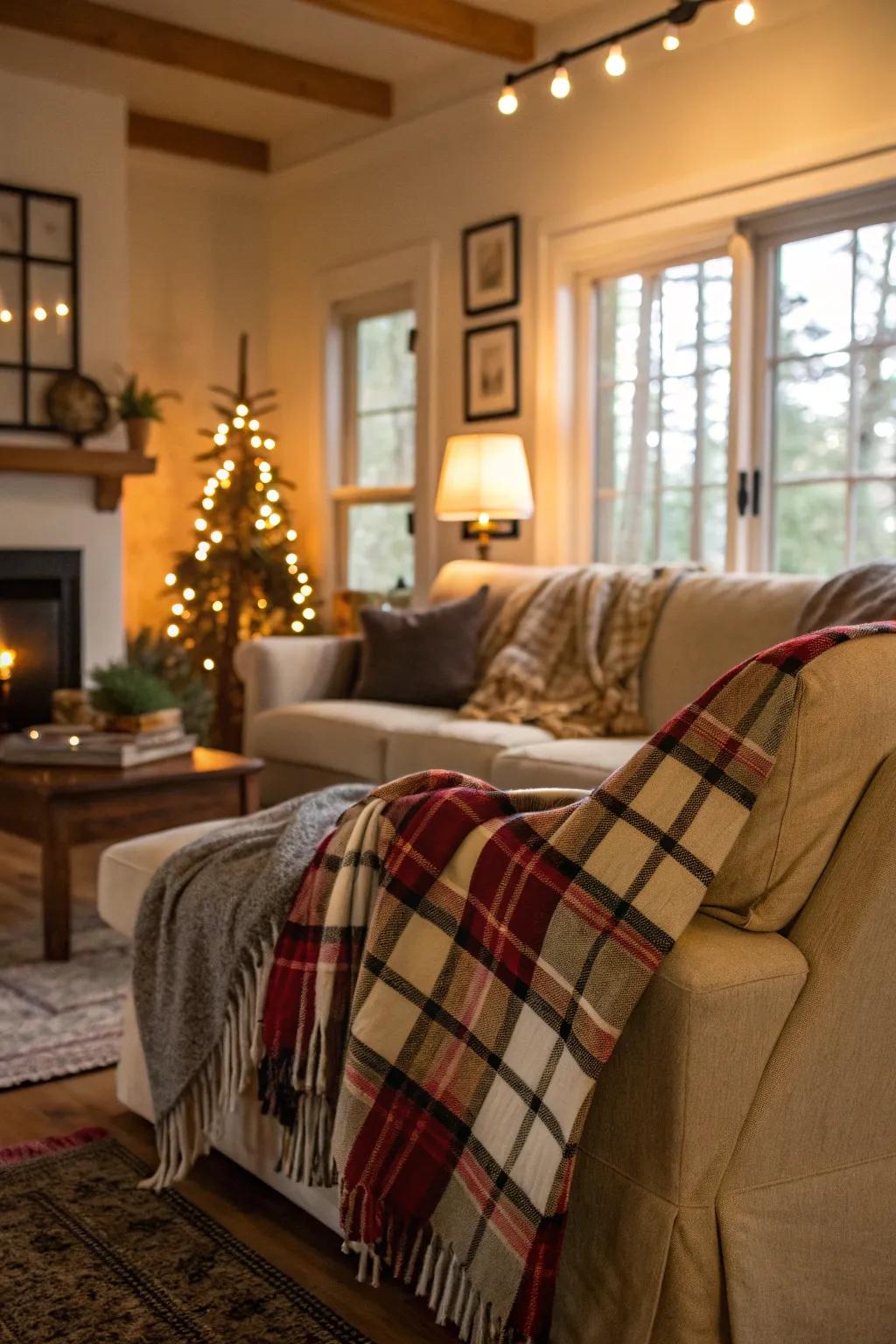 Woven throws offer a snug and stylish layer to your fall decorations.