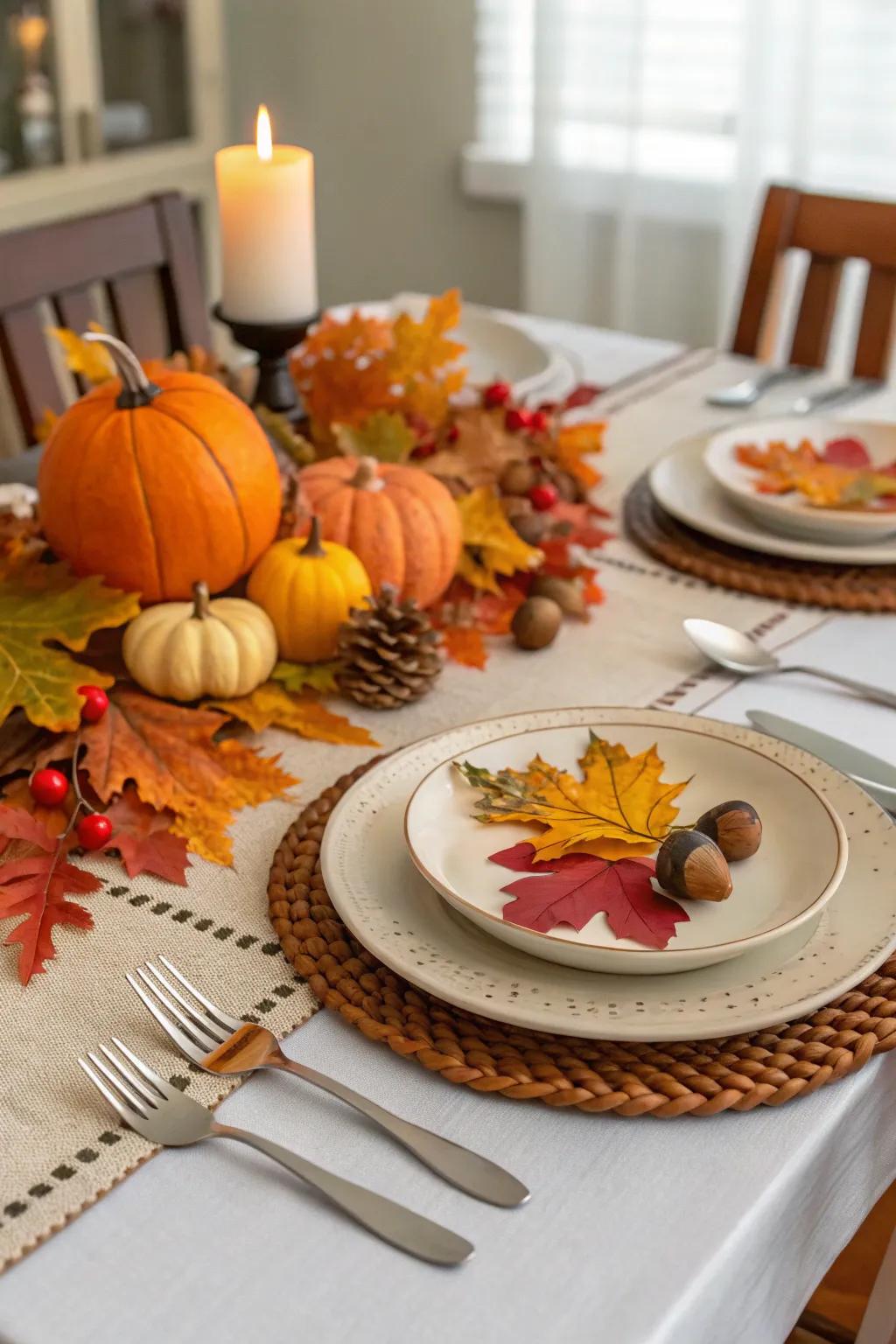 Seasonal tableware adds a celebratory touch to fall meals.