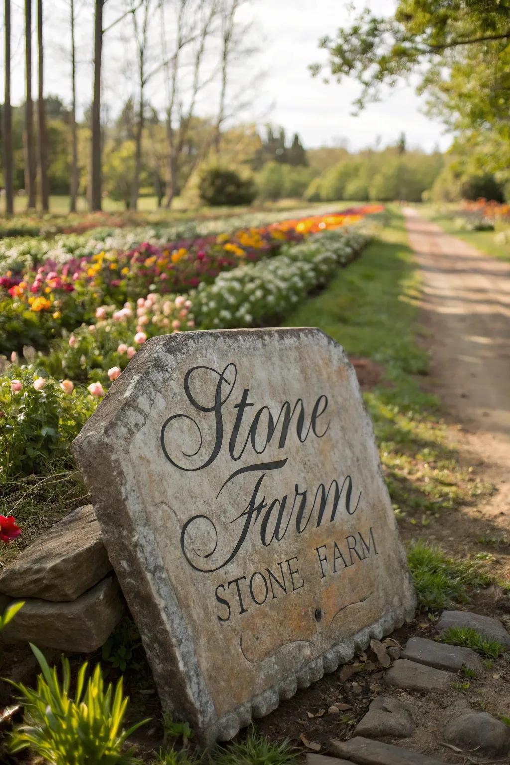 An etched stone sign that provides timeless elegance and strength.