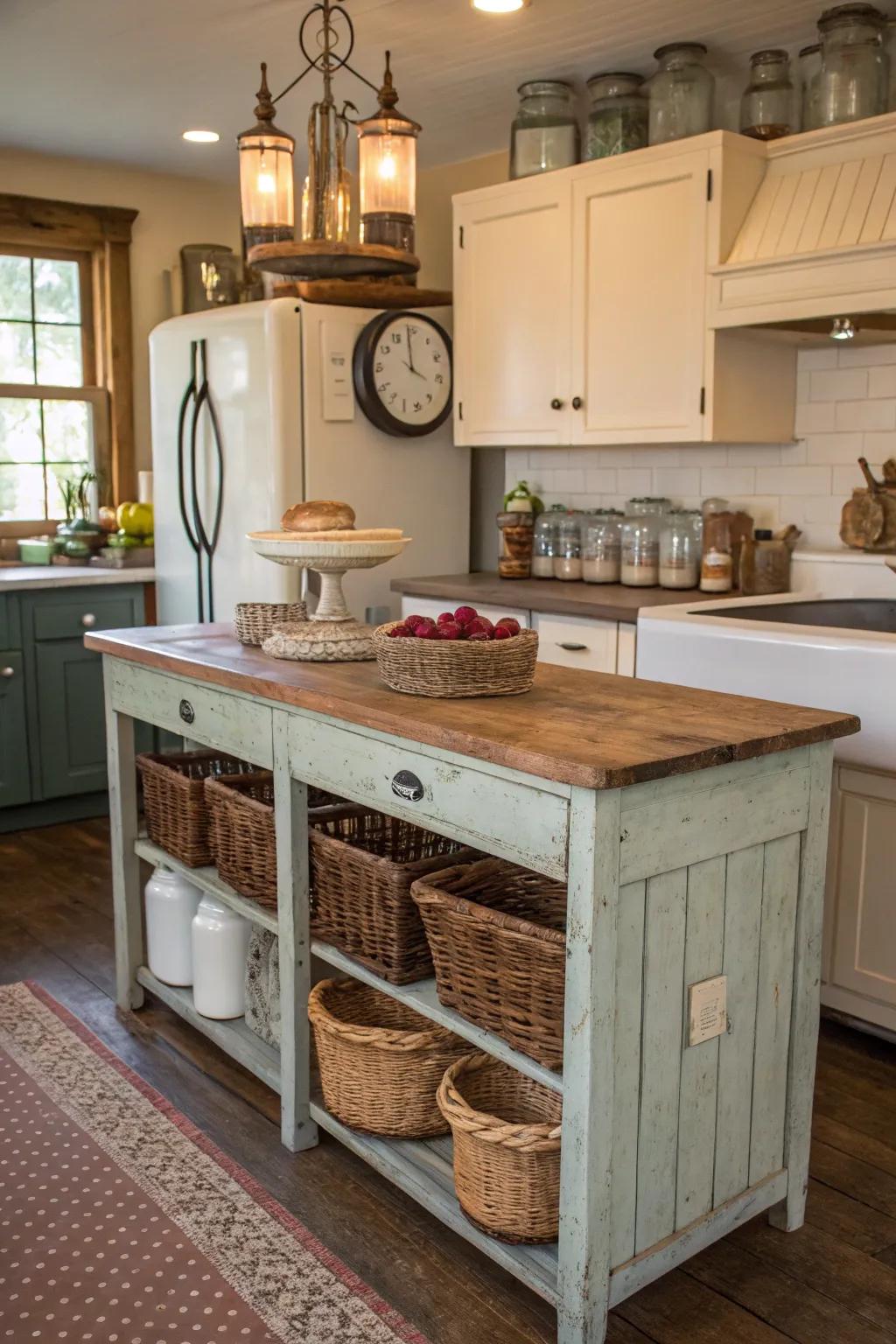 Merge natural wood with chalk paint for a unified kitchen design.