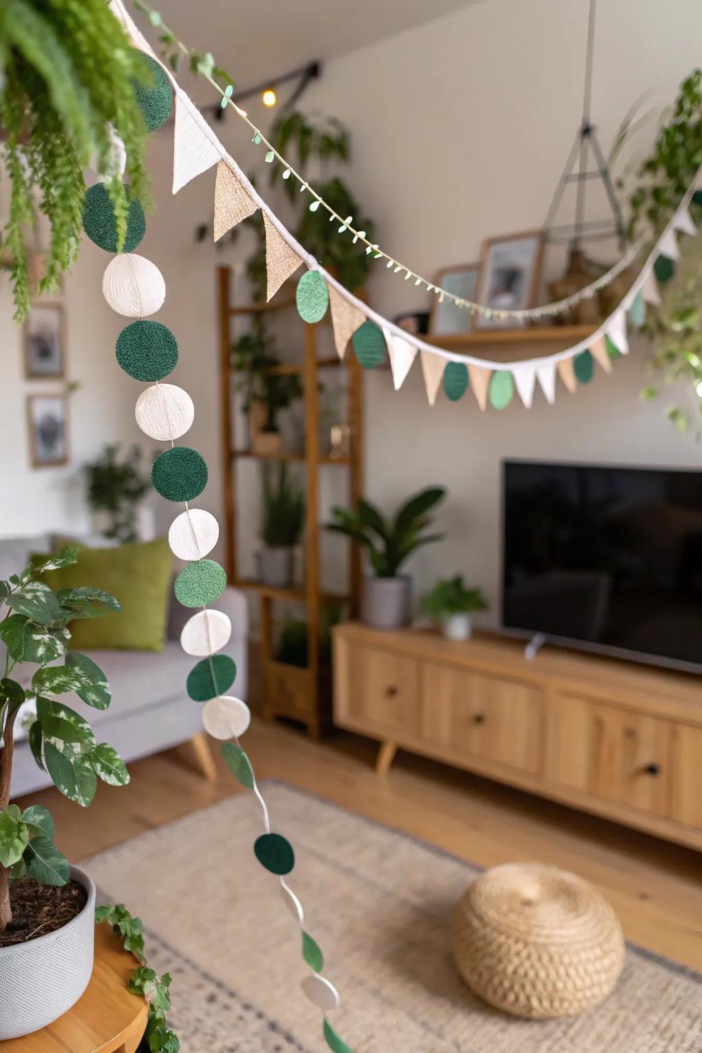 Environmentally friendly felt garlands combine aesthetic appeal with sustainability in home décor.