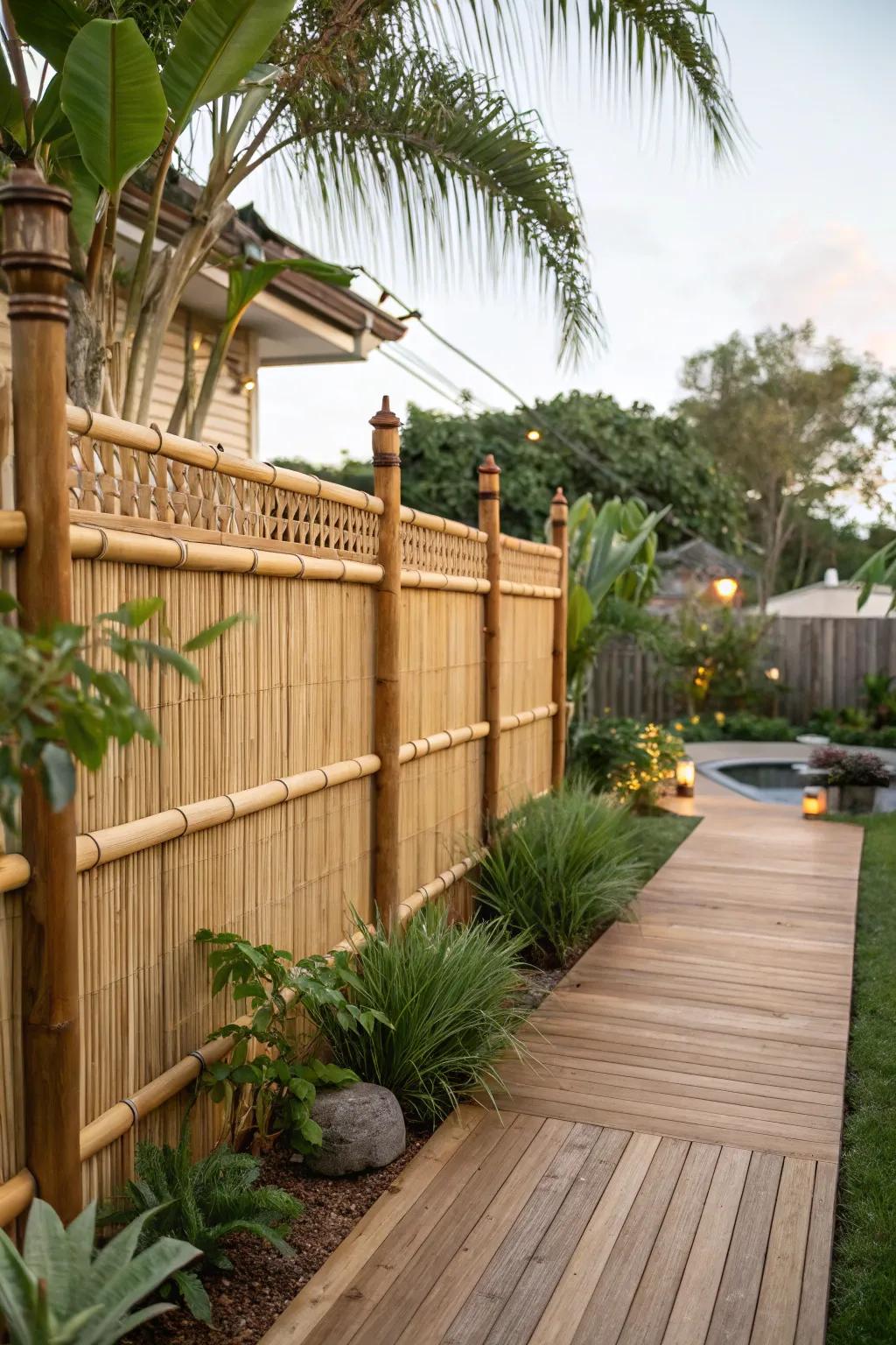 Change your fence with the raw allure of bamboo.