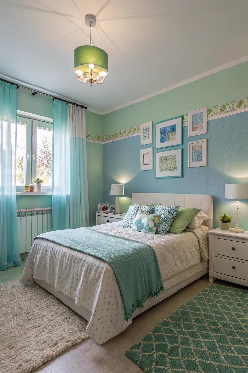 Soothing hues can transform a room into a tranquil retreat.