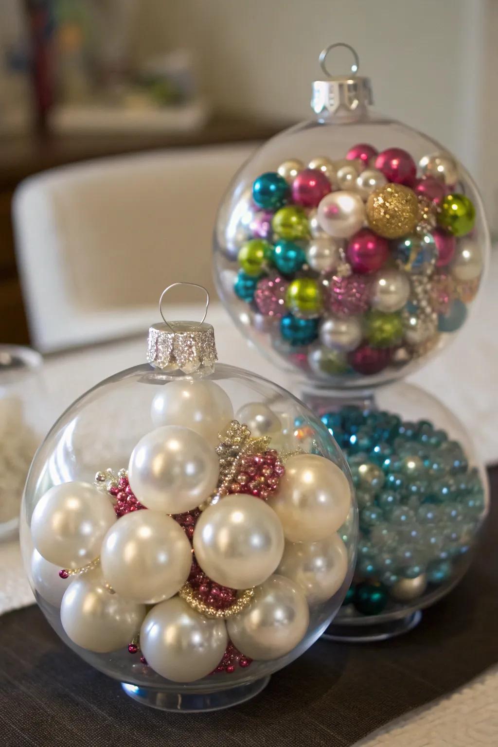 Ornaments crammed with brilliant beads for a shimmering result.