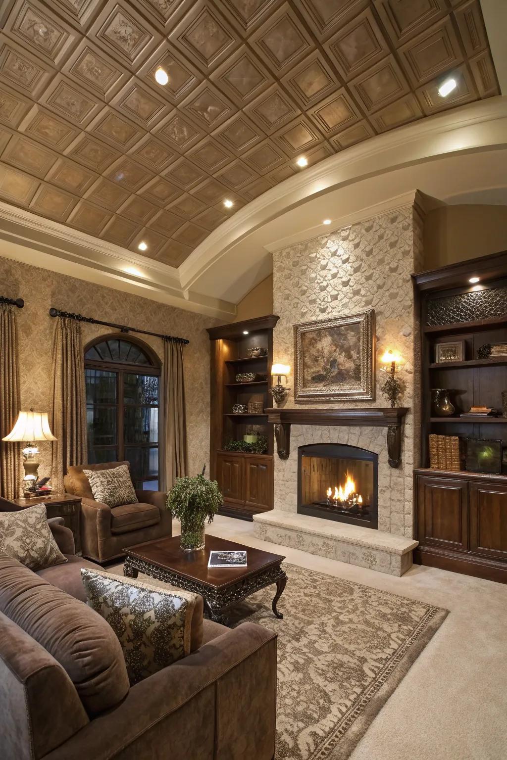Artificial paneling introduces flair and height to your fireplace.
