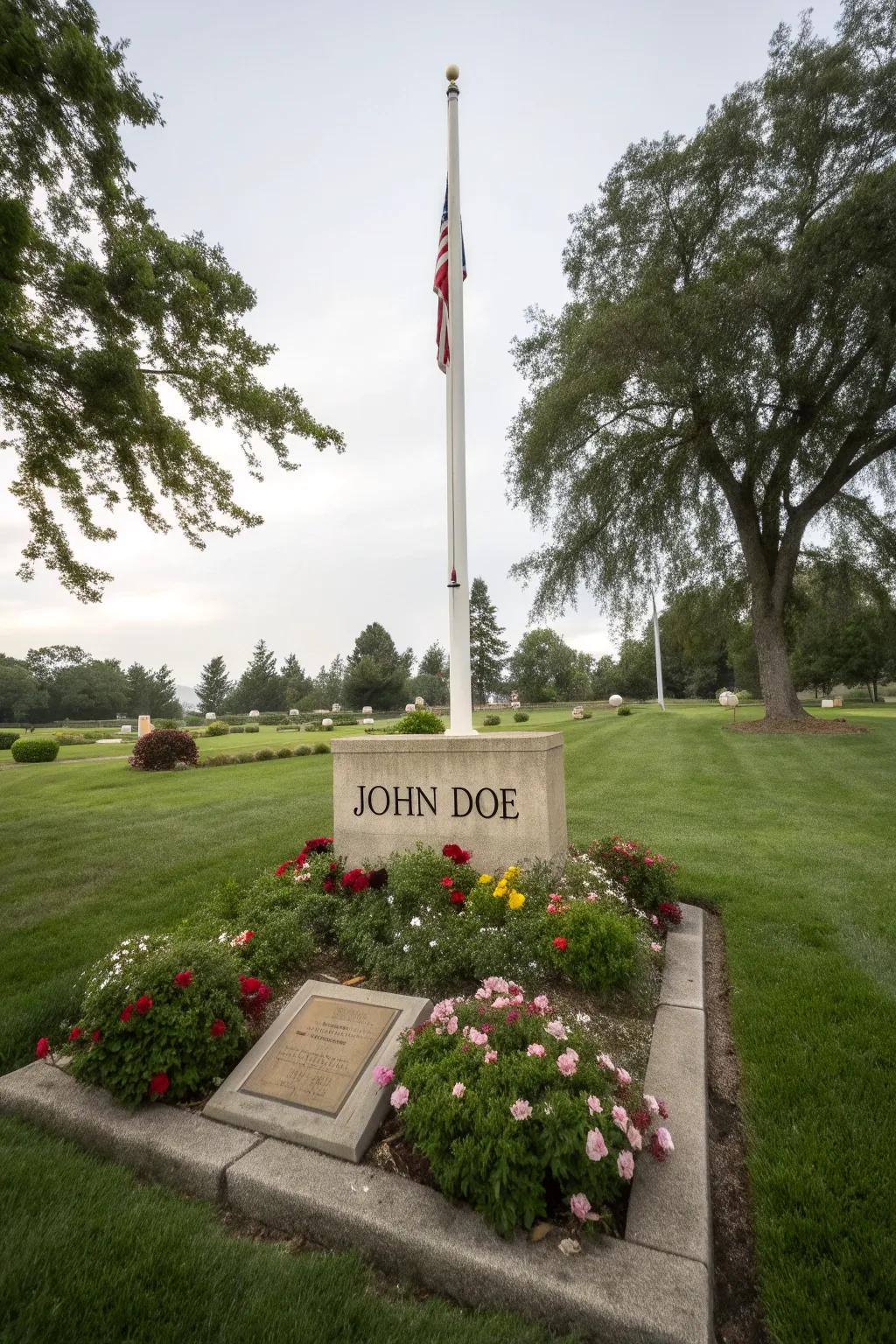 Personalized details add character to a flagpole area.