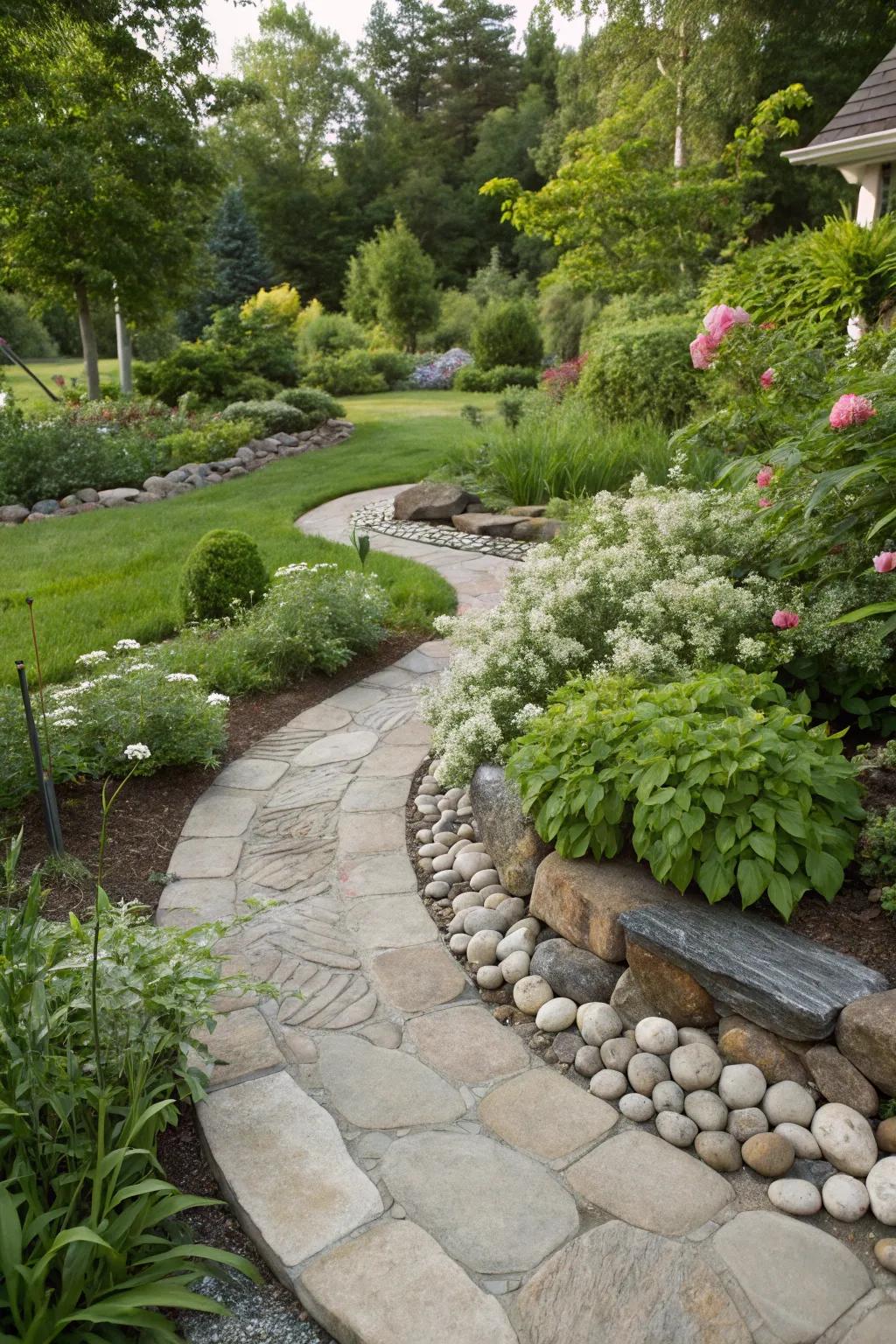 Natural stone accents introduce texture and enduring beauty.