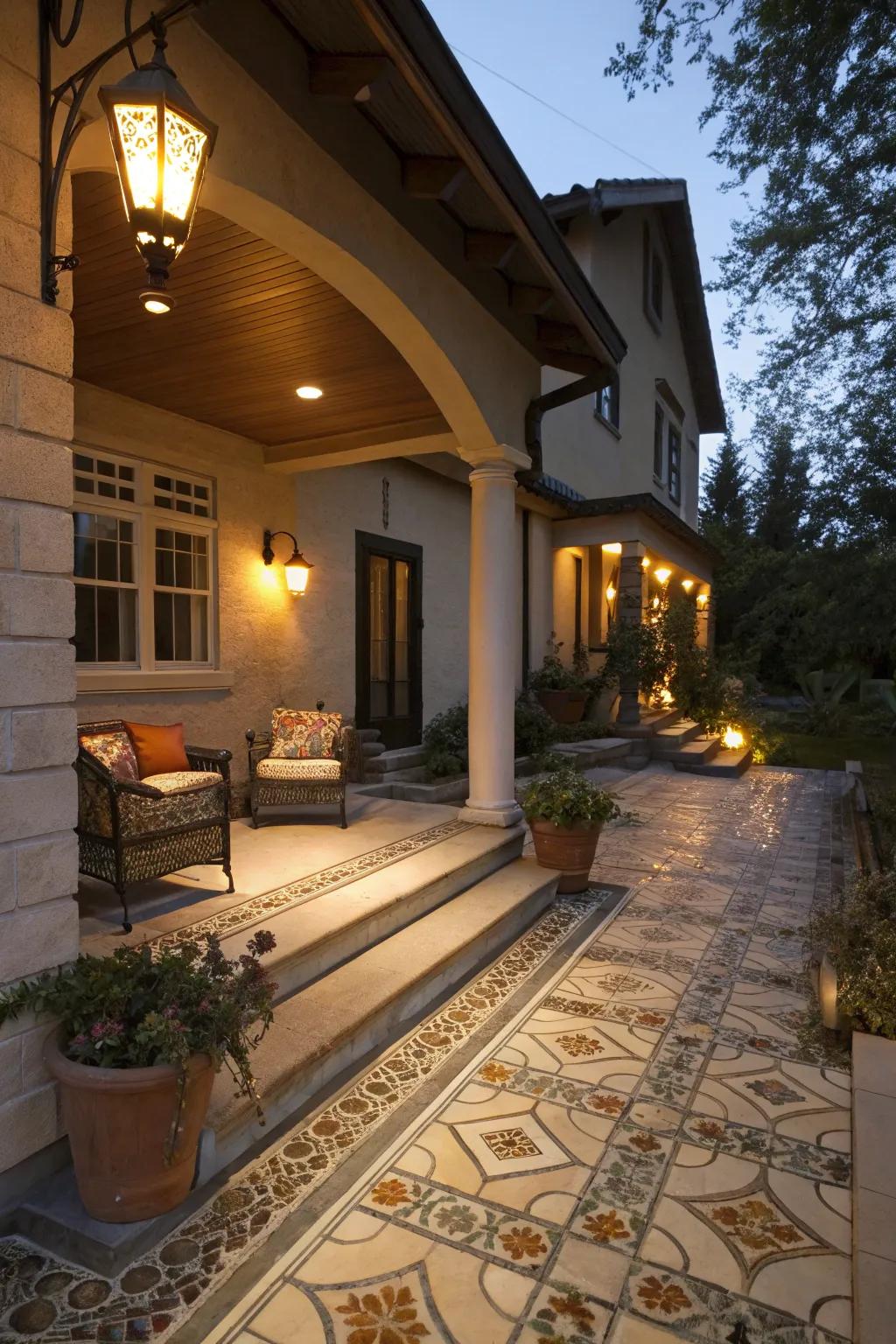 Stylish illumination accentuates the coverings and crafts an inviting ambiance.