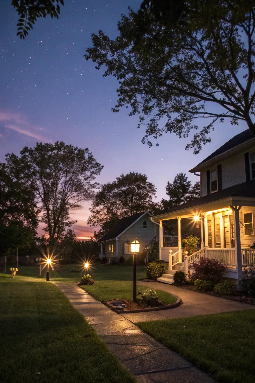 Exterior lighting enhances your yard's ambiance and safety.