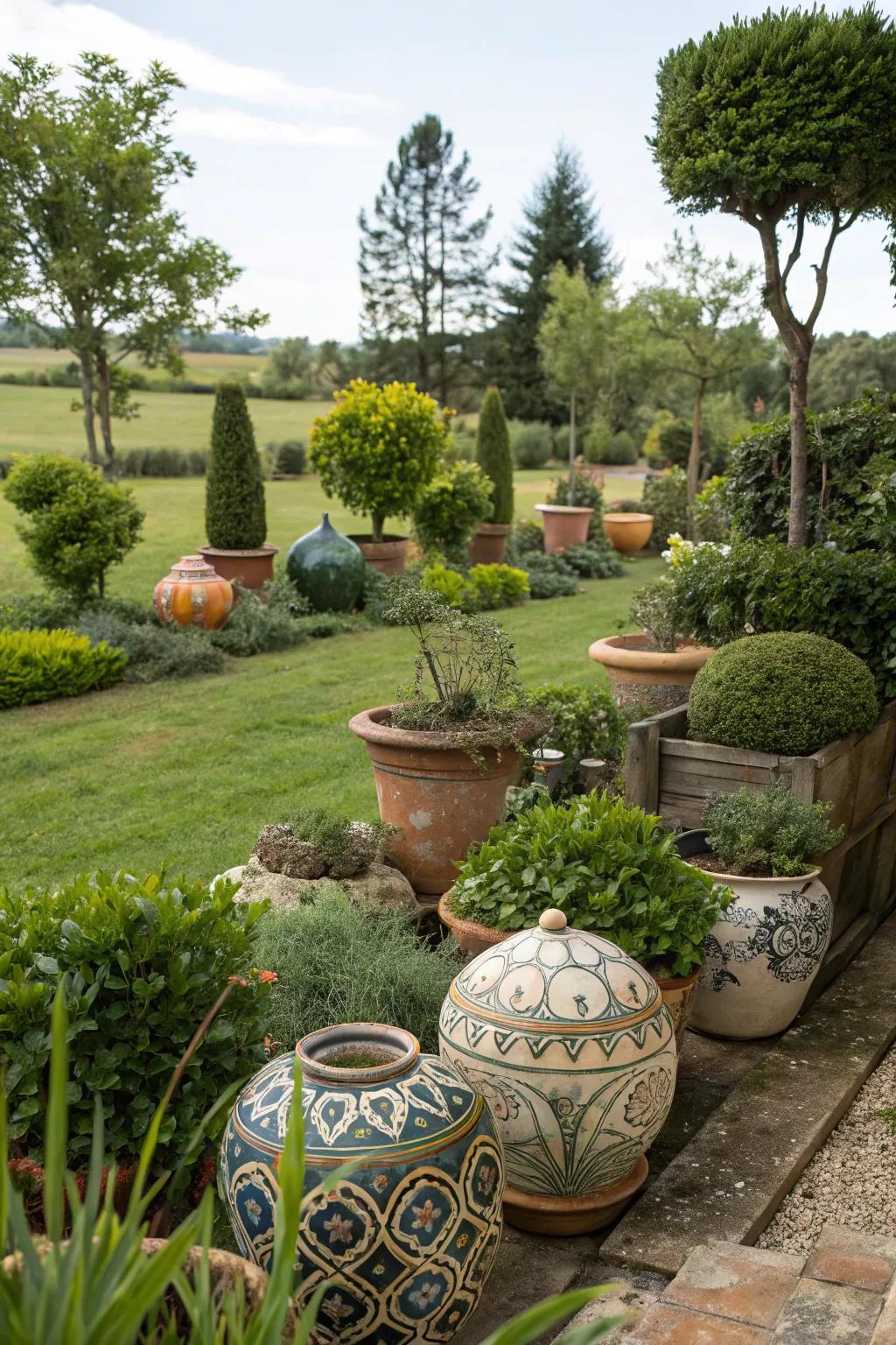 Garden decor adds flair and personality.