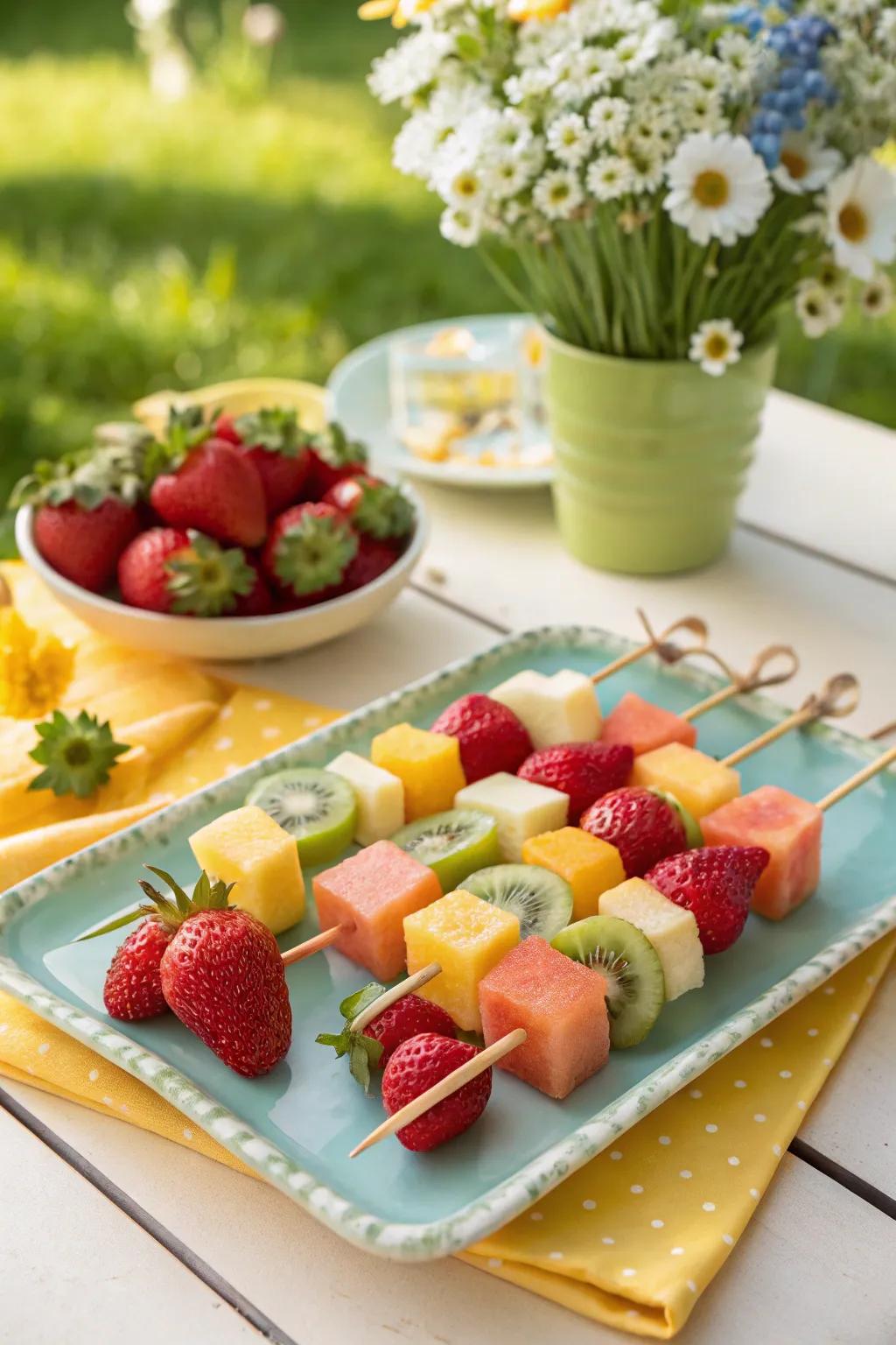 Entertaining and interactive fruit wands for your guests.
